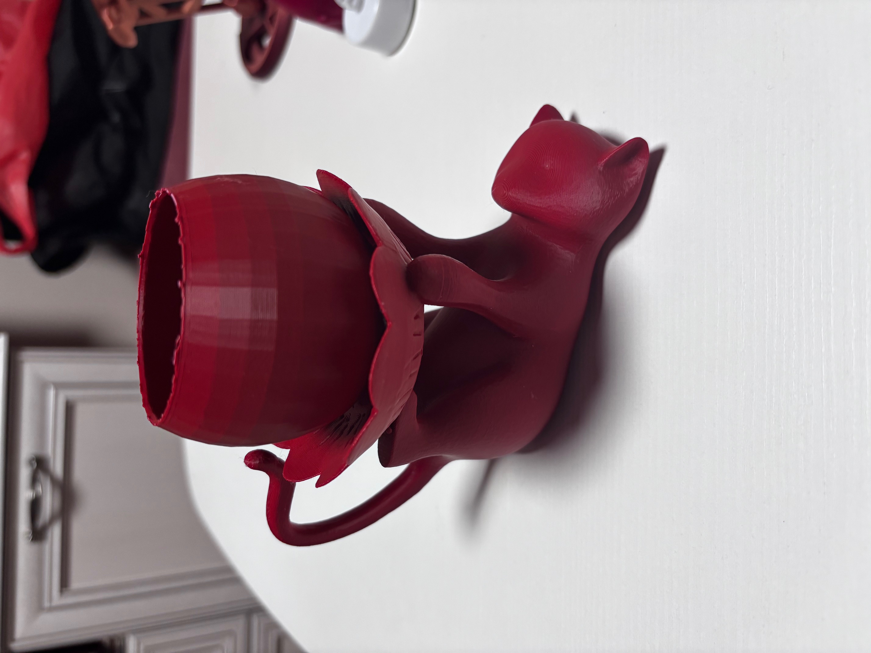 Cat holding a bowl