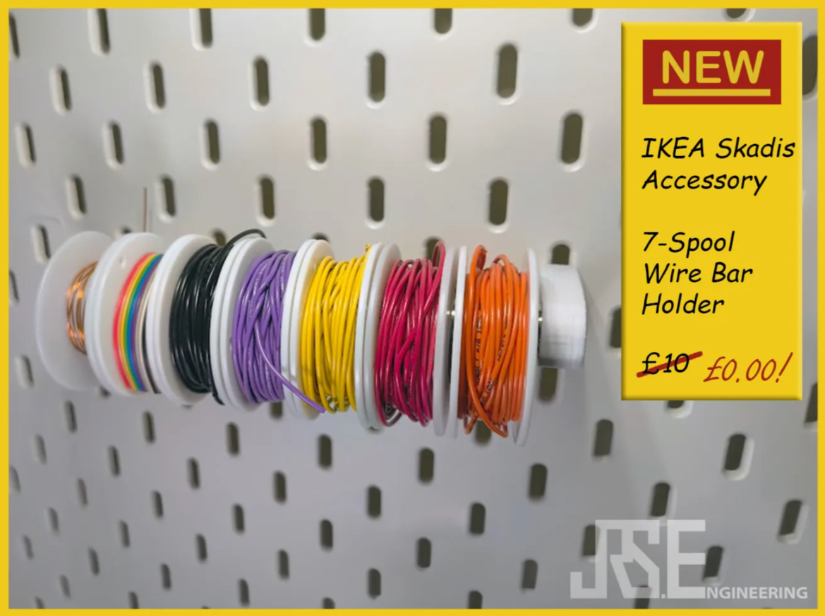 Ikea Skadis 7-Spool Wire Bar Holder