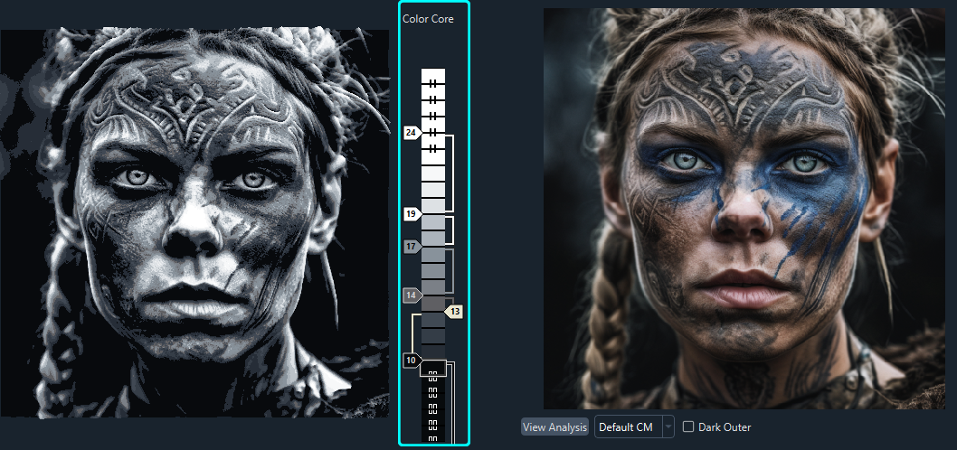 Viking portrait in grayscale (HueForge)