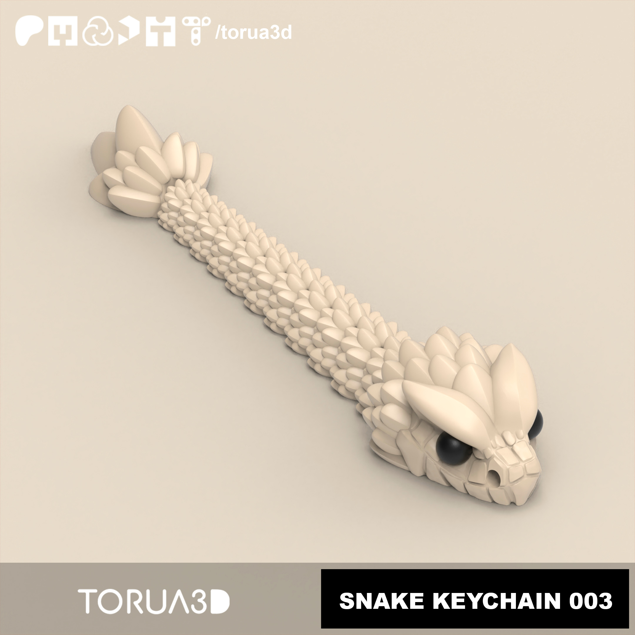 Articulated Snake Keychain 003 - Print in place - No supports - 3mf - STL