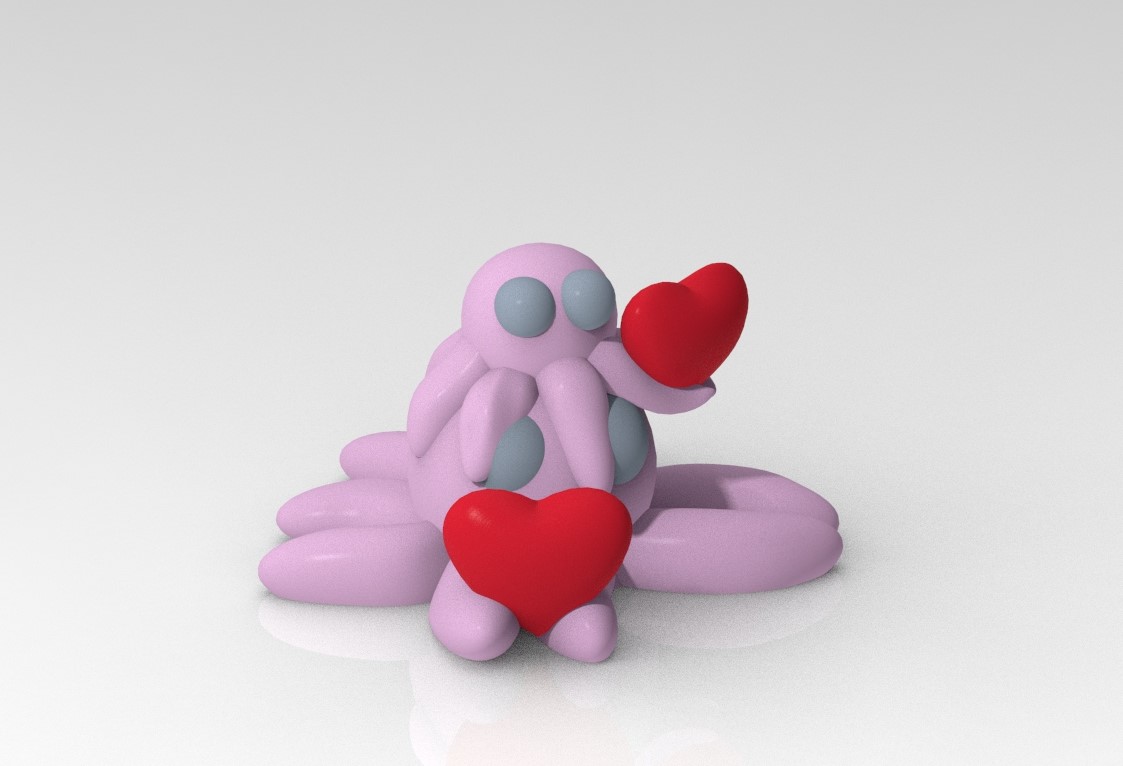 Miniatura 5 do modelo 3D Valentine's Octopuses