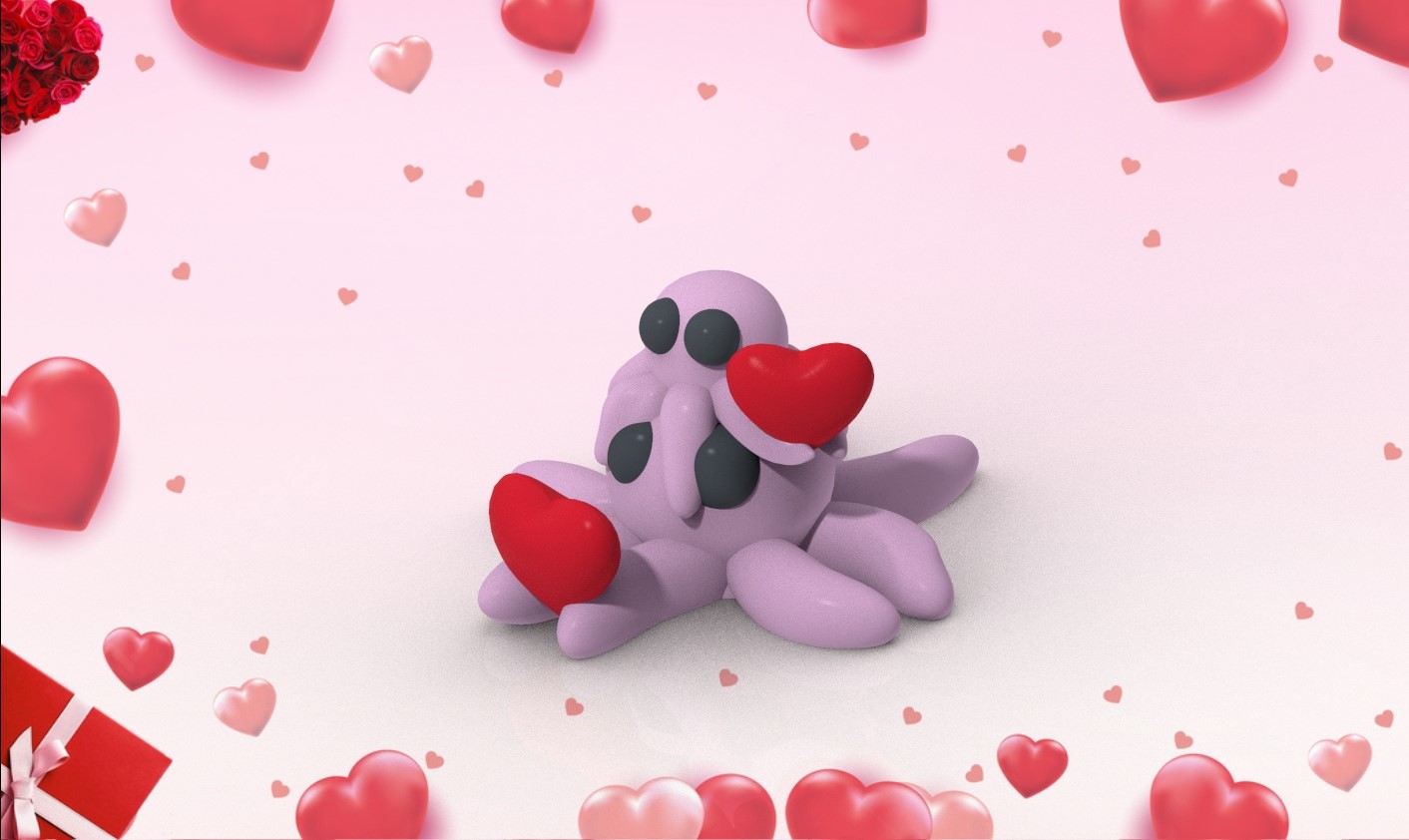 Miniatura 2 do modelo 3D Valentine's Octopuses
