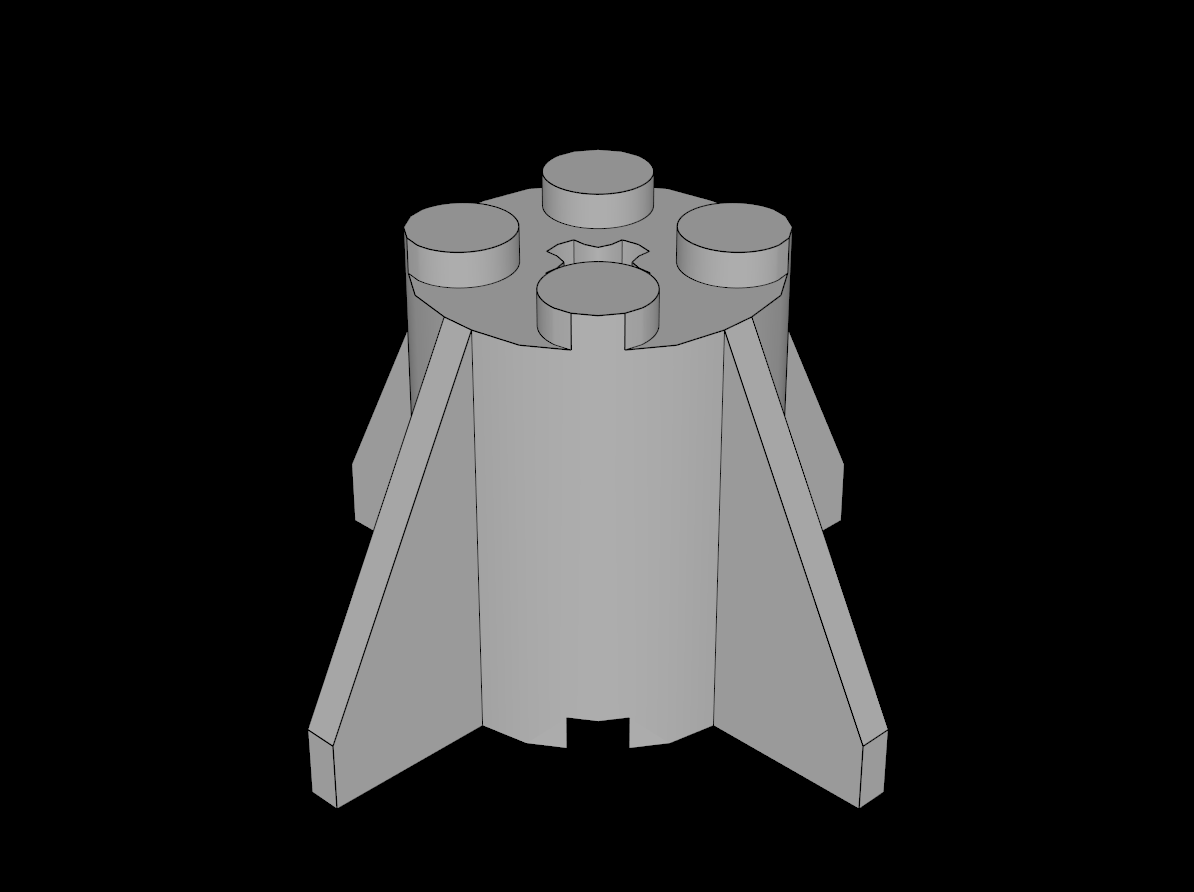 Lego Compatible (4591.dat) Brick  2 x  2 x  2 Round with Fins