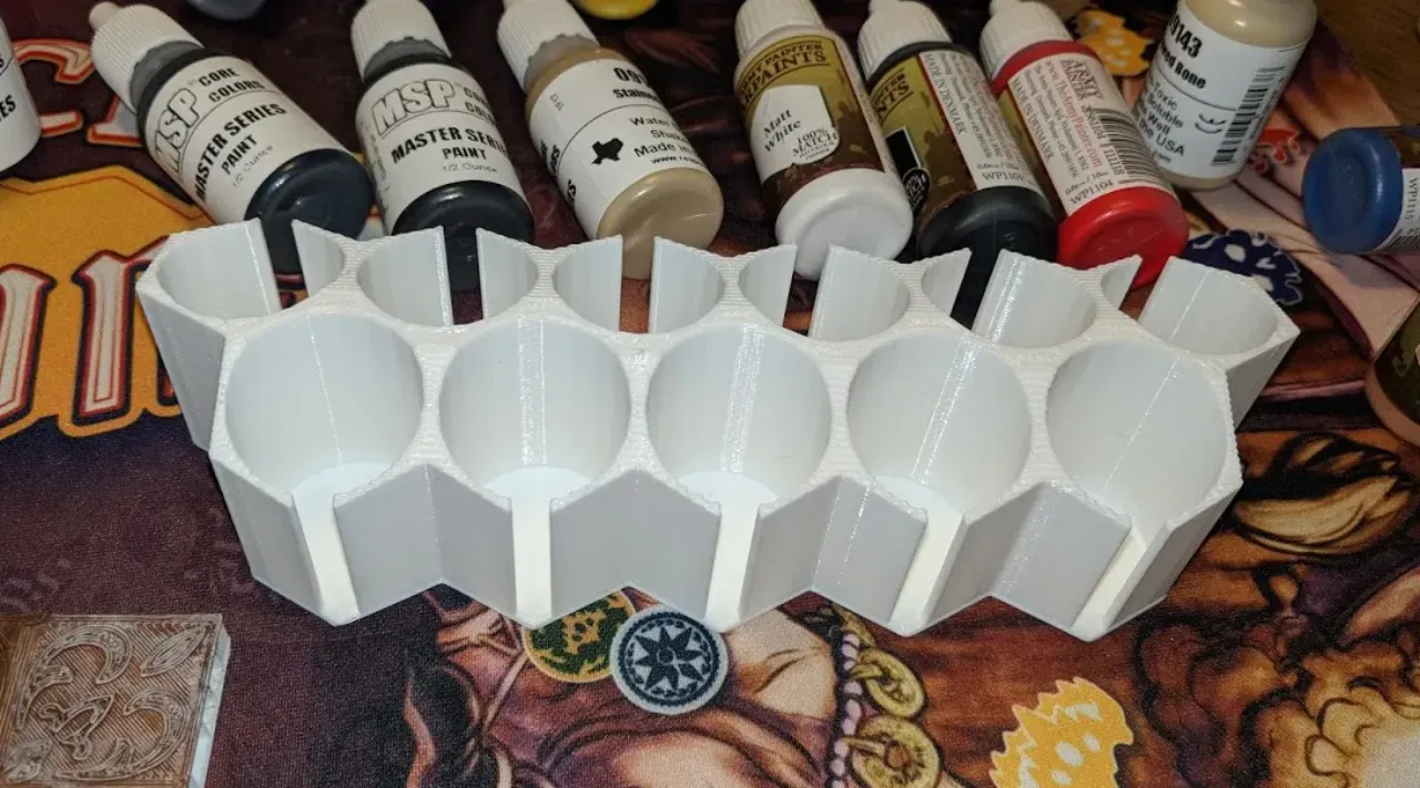 Hexagonal Paint Bottle Holder by sablebadger, Download free STL model