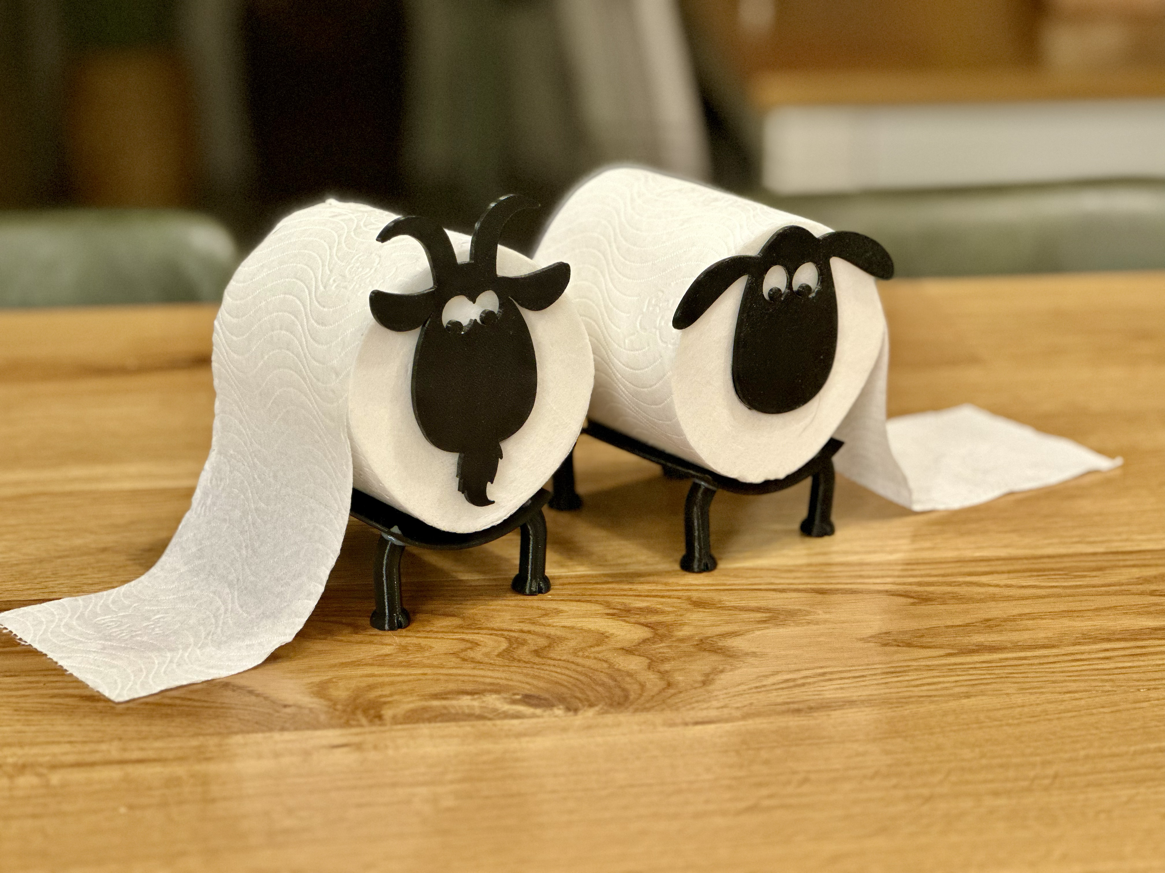 Actually useful Sheep and Goat toilet/tissue paper roll holder and dispenser
