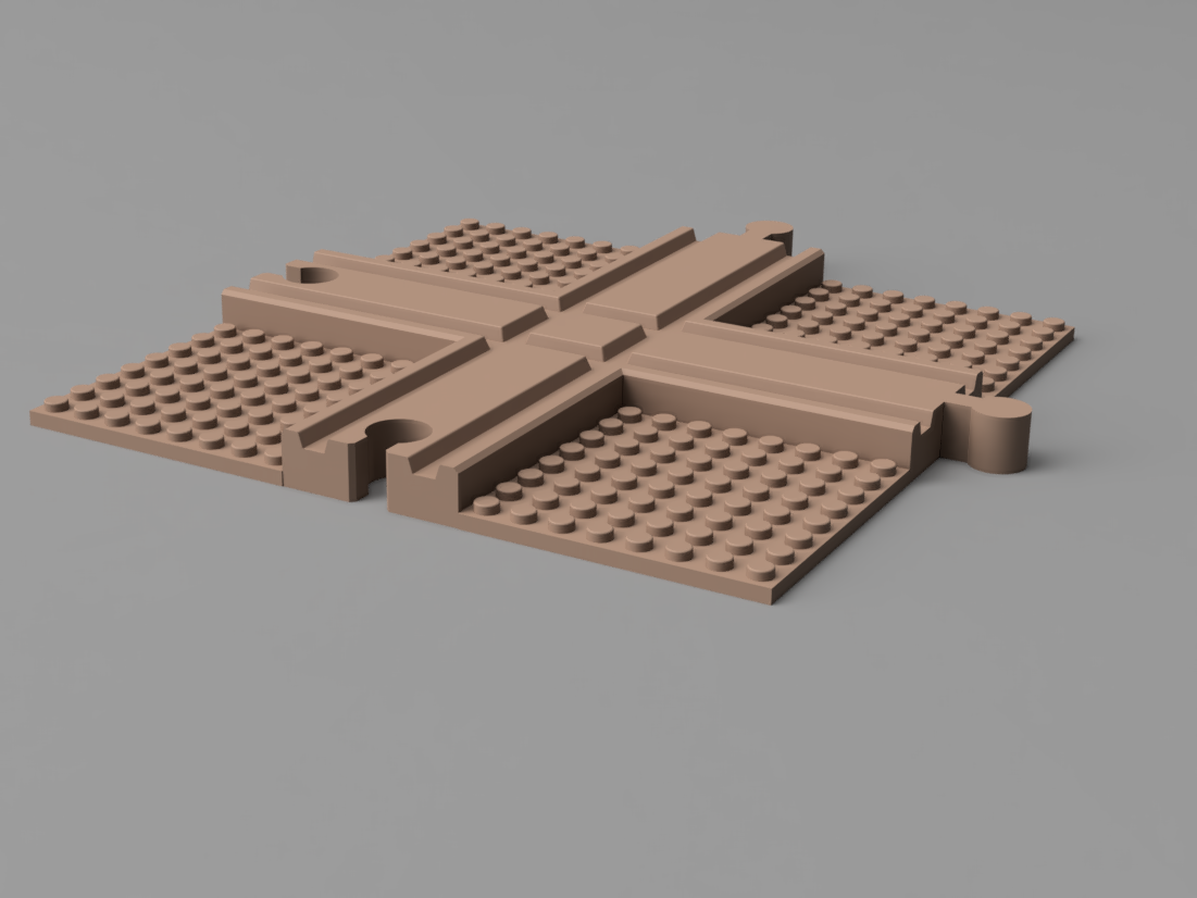 Crossing rails with Lego plate (wooden rails)