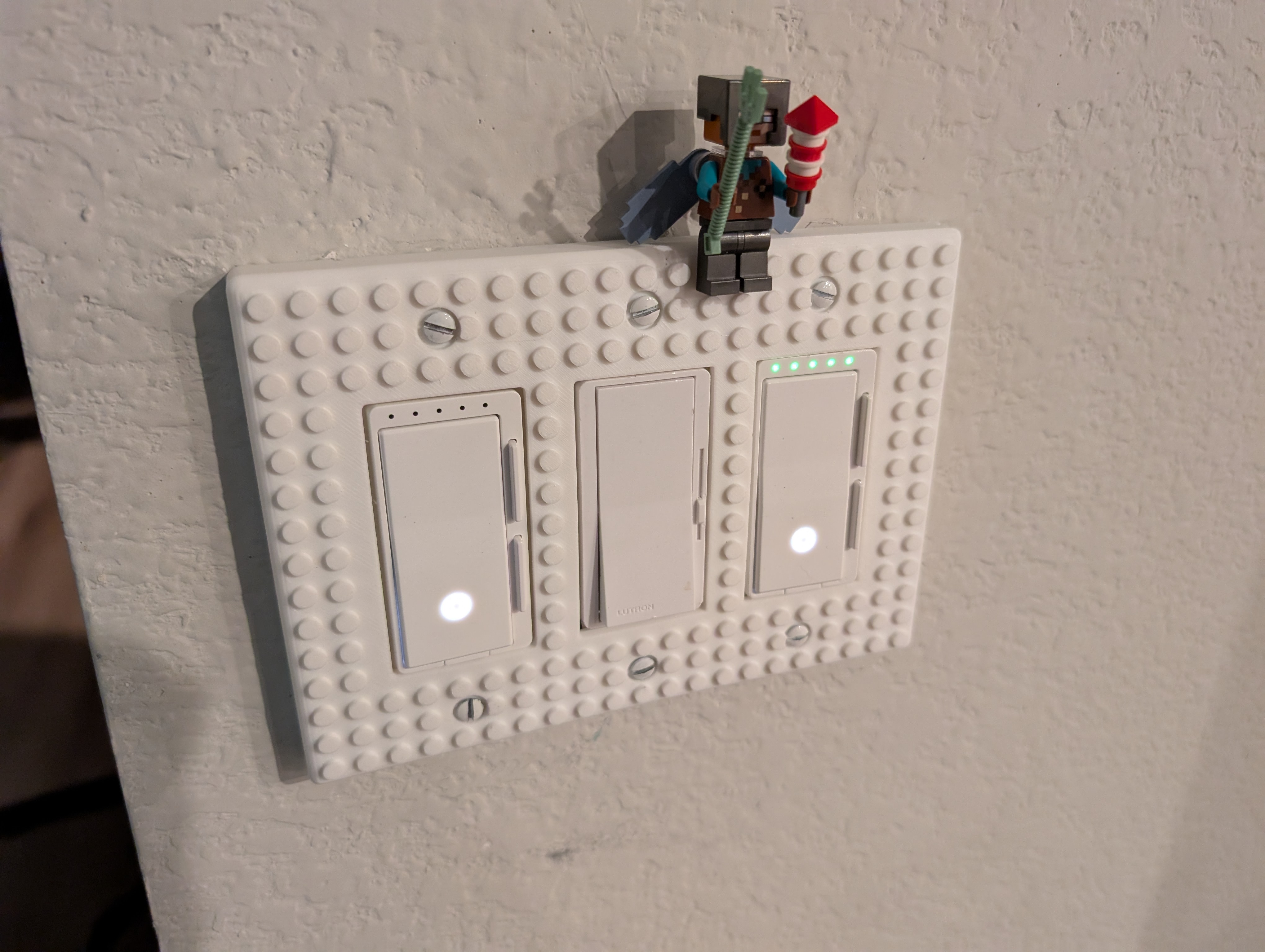 Lego compatible studs for US standard light switch plates