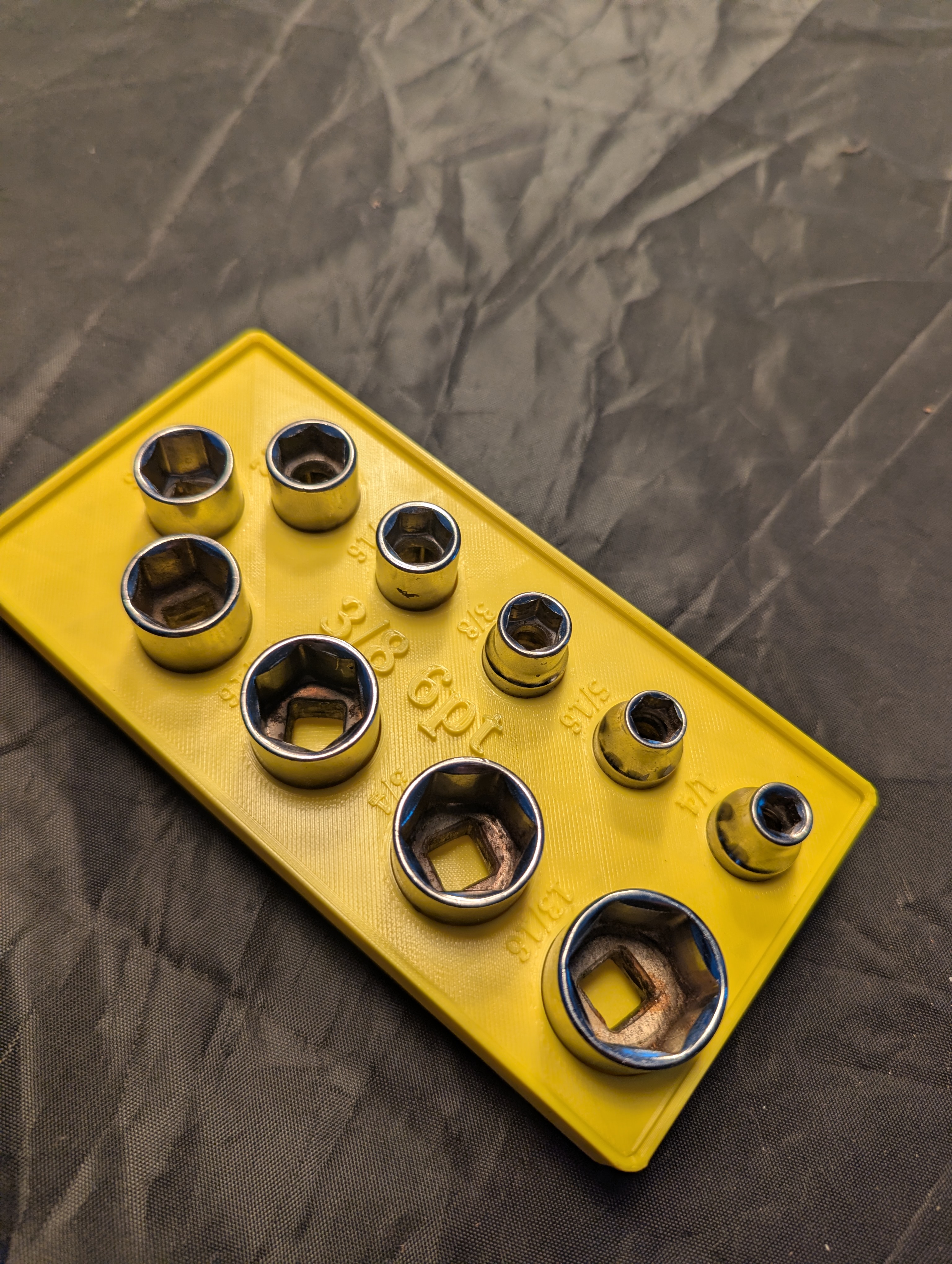 3/8 6pt SAE Socket Holder Gridfinity Base — thumbnail 3