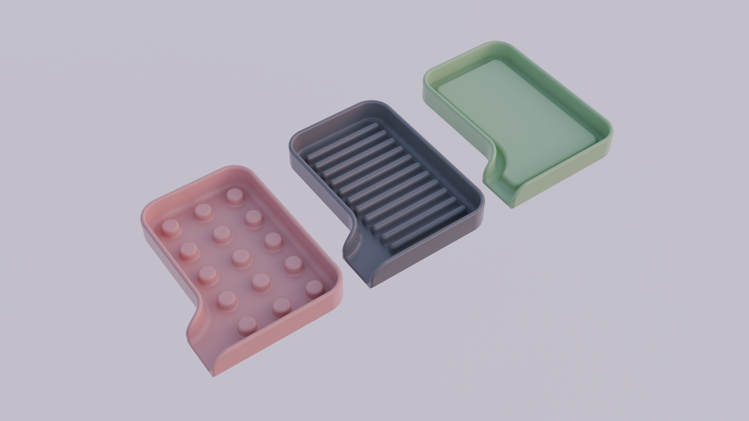 Self-draining soap dish (3 different designs)