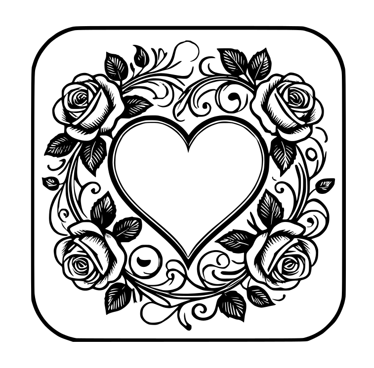 Lovely love - Heart and rose coaster