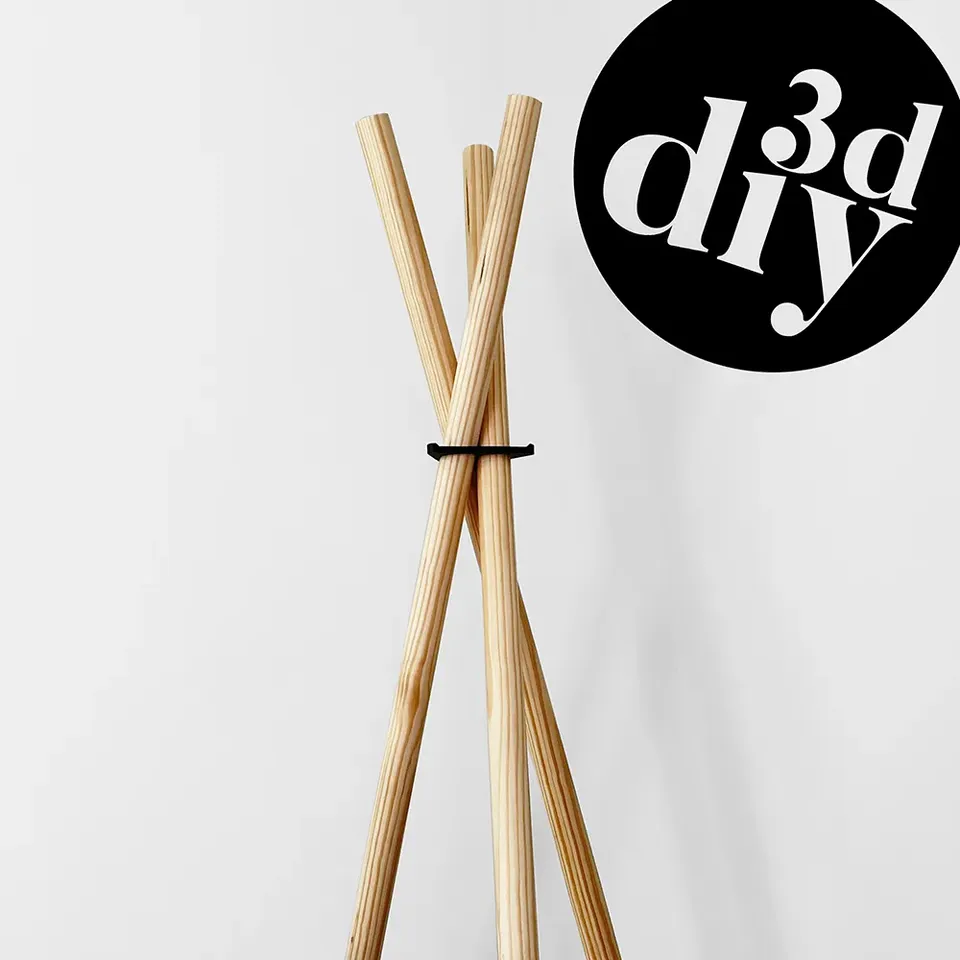Simple teepee Coat Rack with Wood dowels by 3DDIY Download free