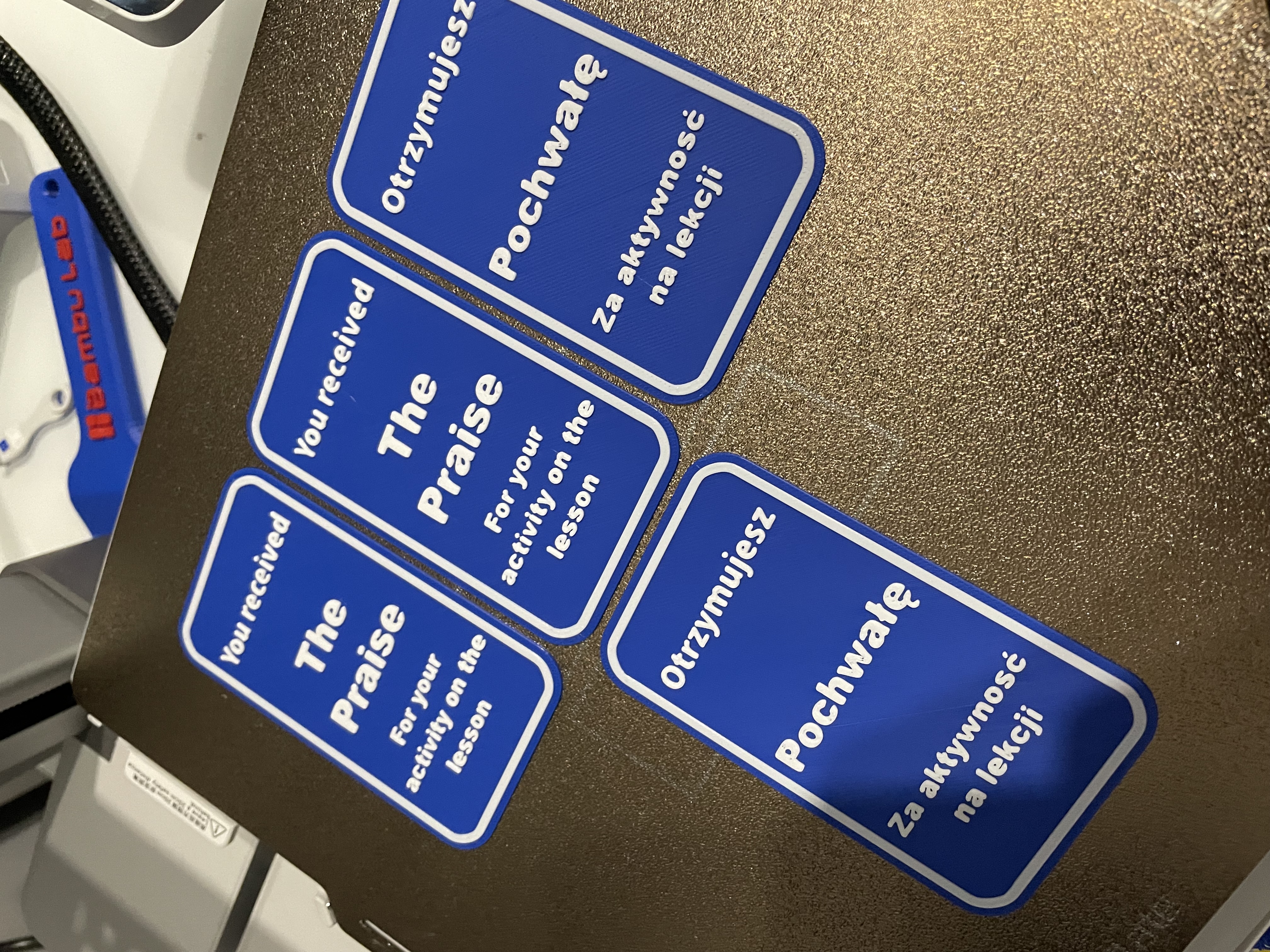 Teacher's Praise Blue Card