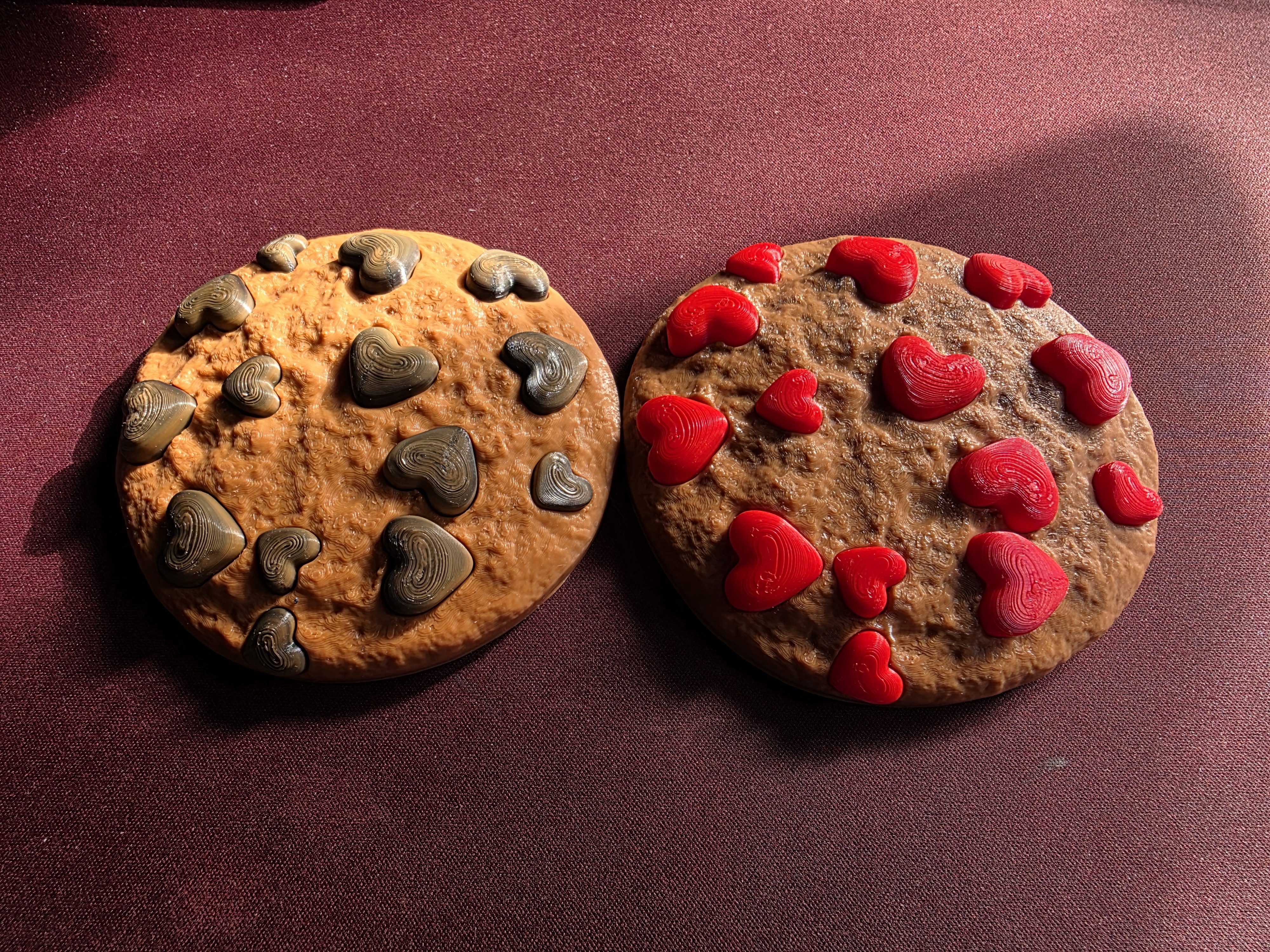 Cookie with heart-shaped chocolate chips