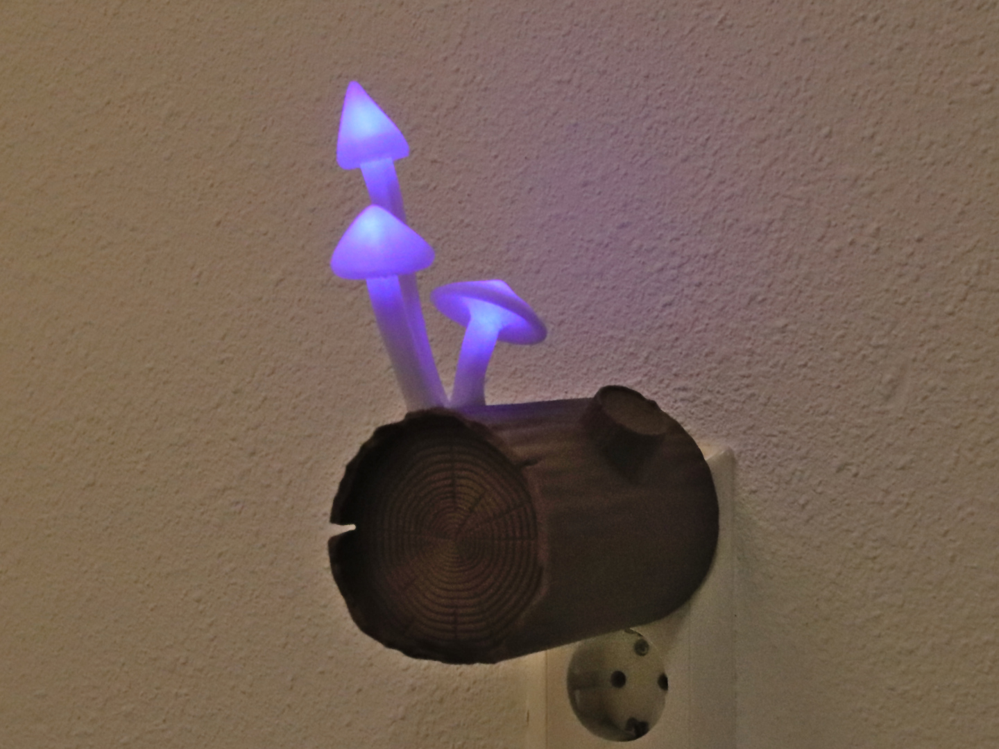 Mushrooms on a log nightlight