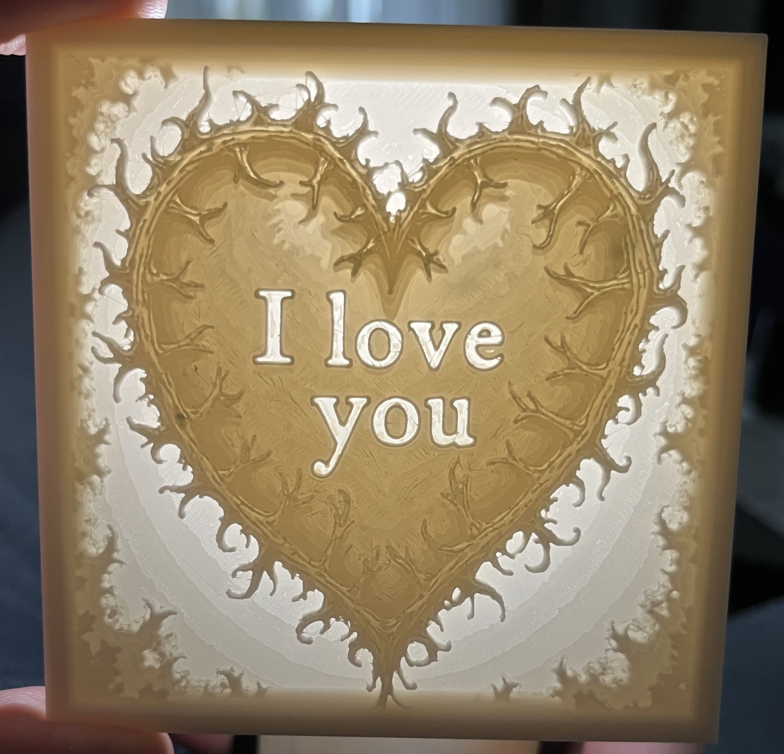 Litophane heart i love you