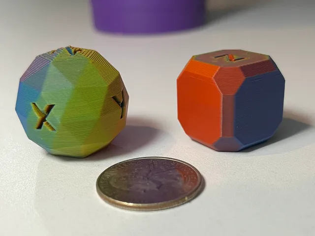 Multicolored filament test shapes