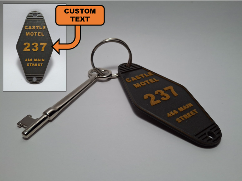 Vintage-style Hotel Key Fob with Parametric Customizable Text