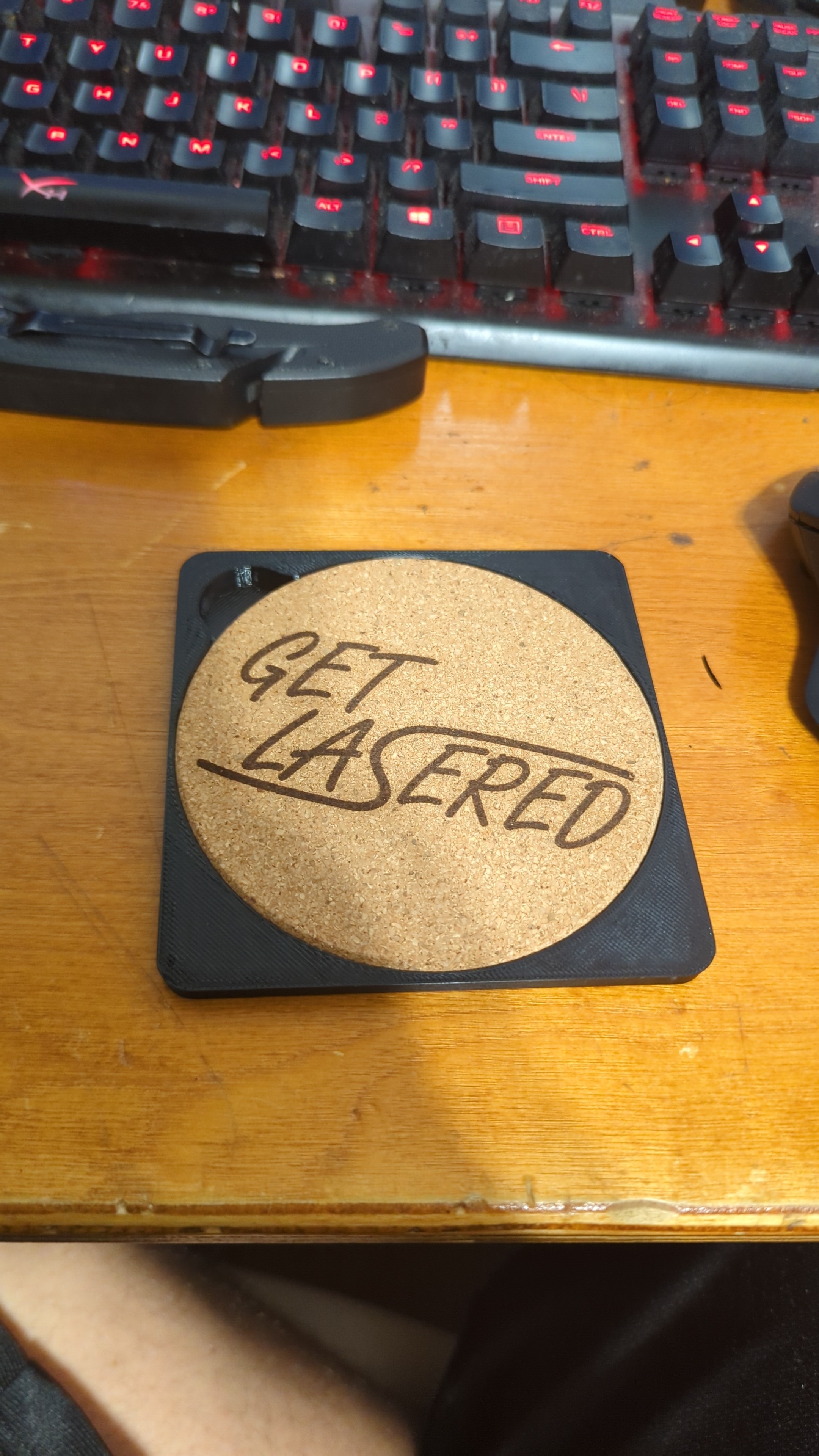 4" Square to Round Cork Coaster Template Holder