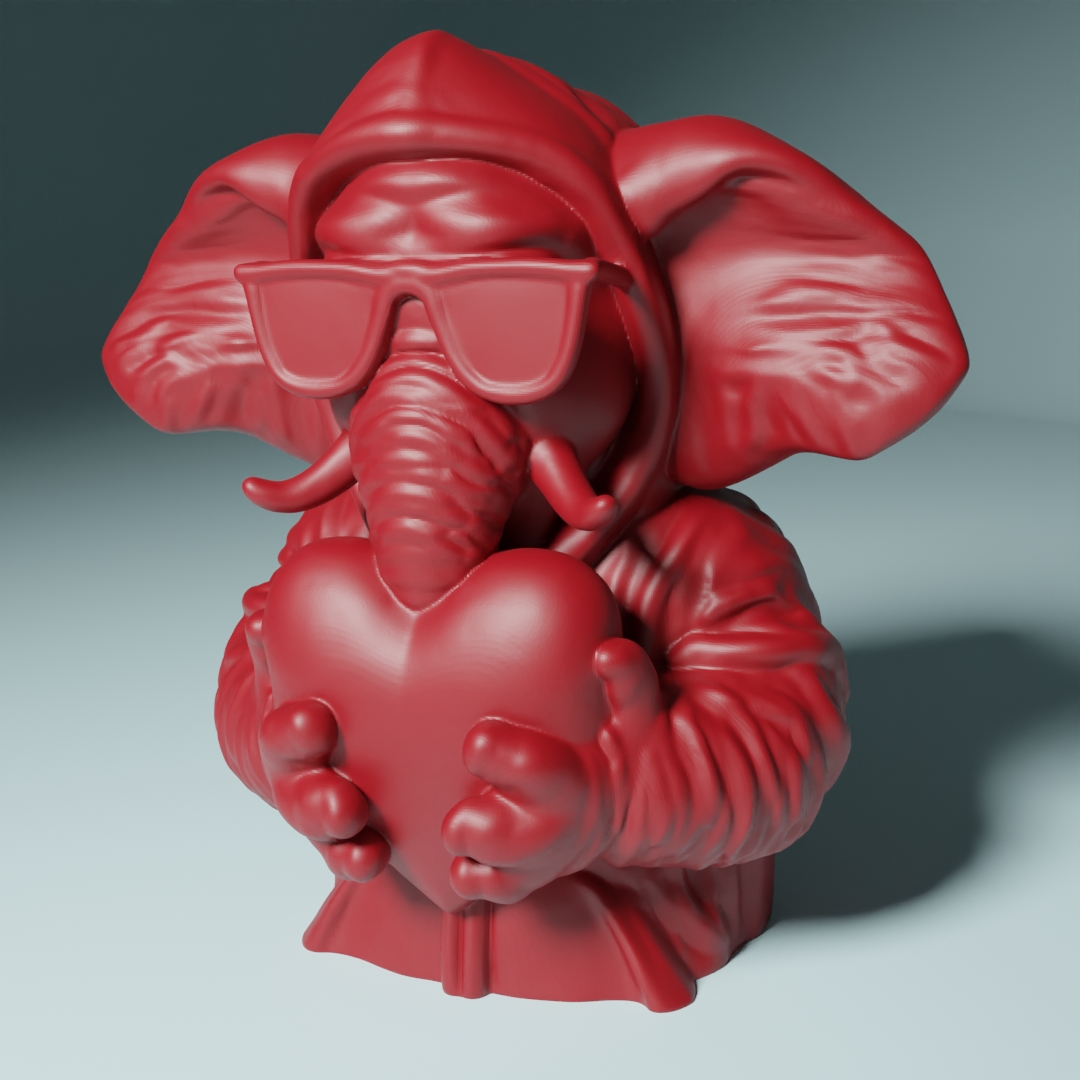Valentine Day - Cool Elephant holding a heart