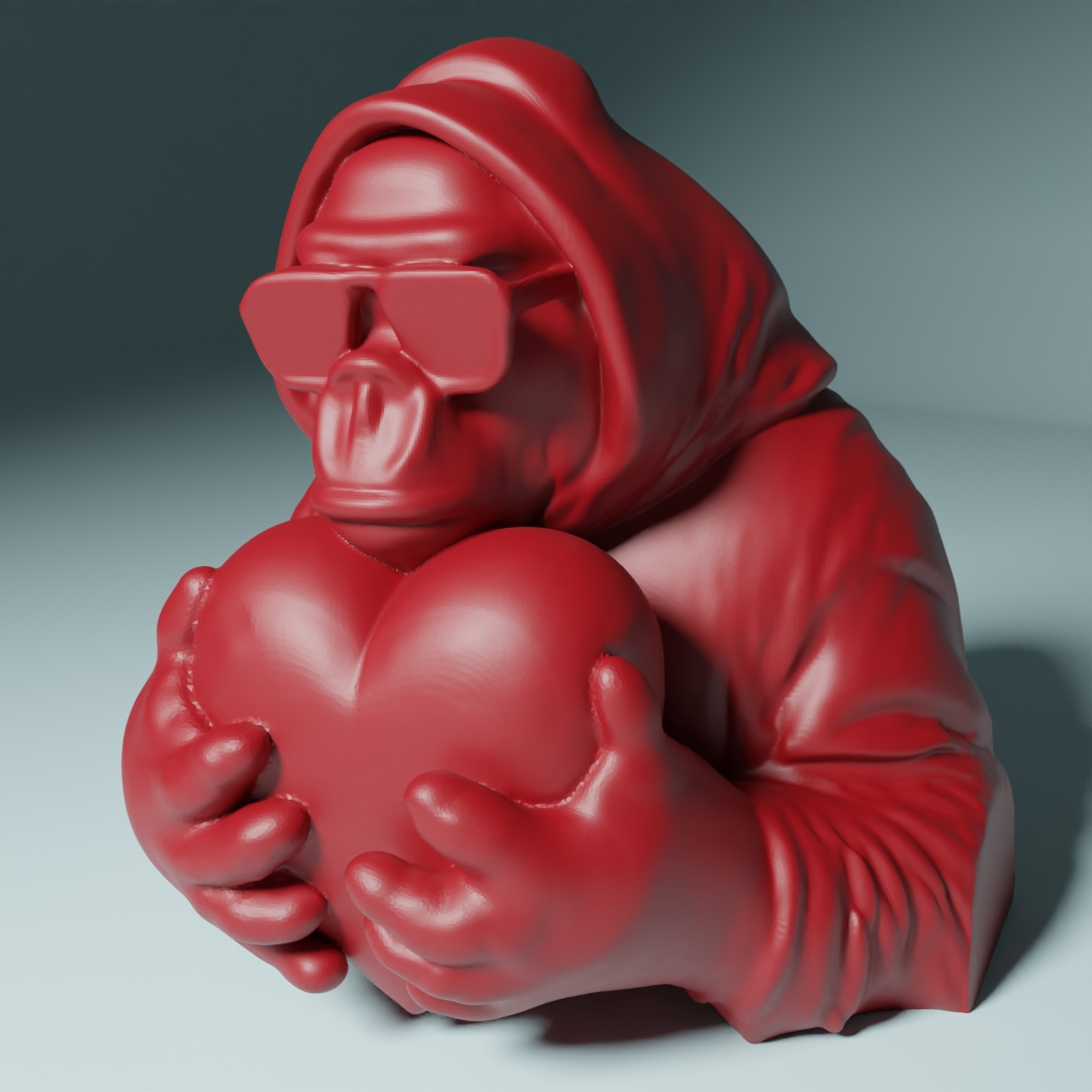 Valentine Day - Cool Gorilla holding a heart
