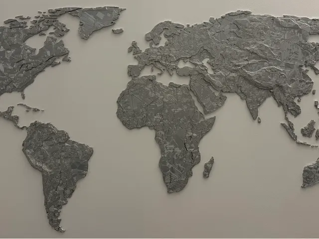 World map with elevation
