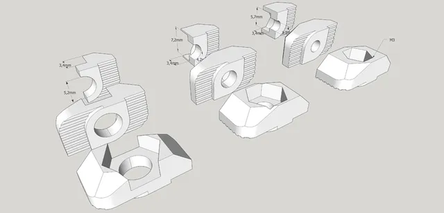 Drop-in T-Nut 3030 profil (M3, M4, M5)