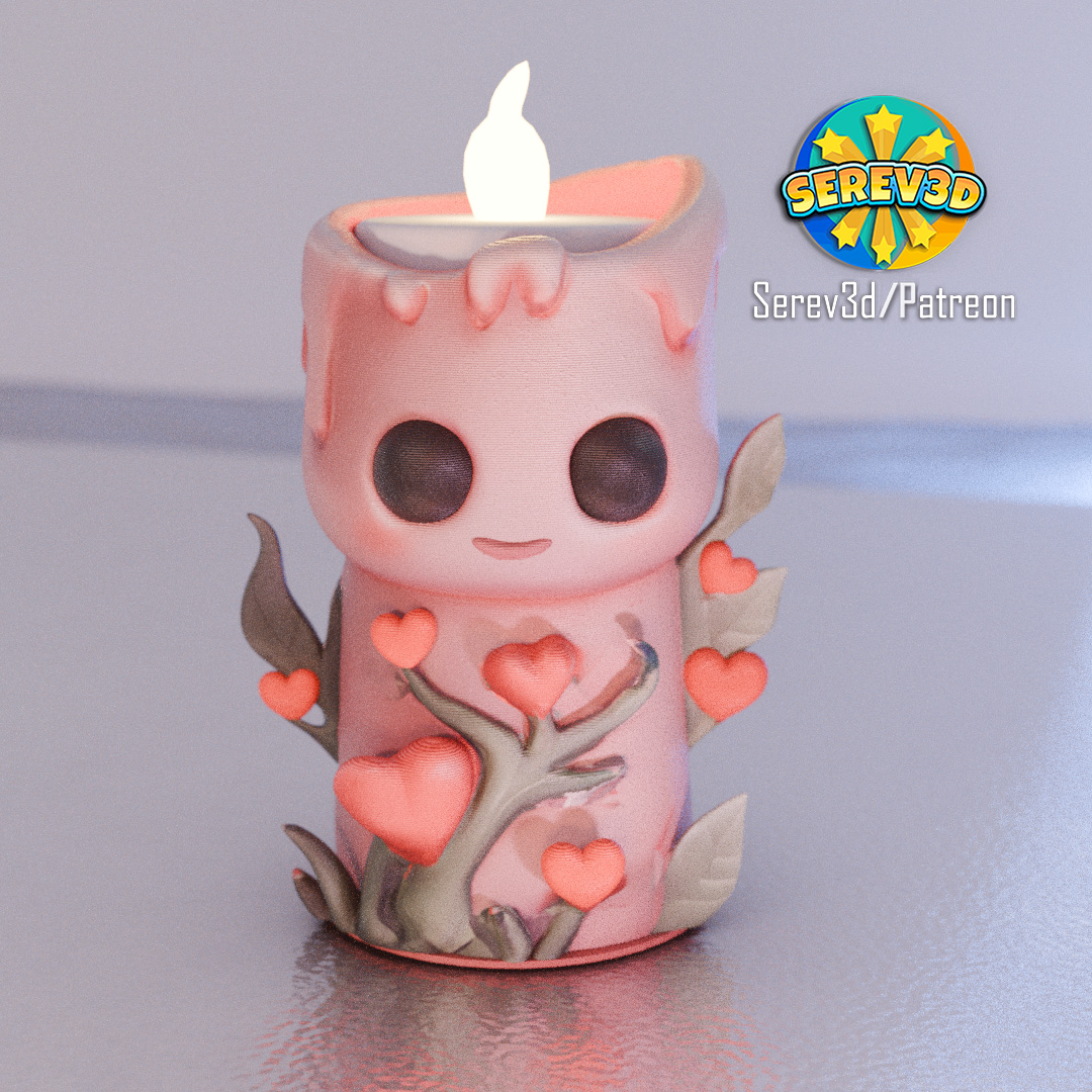 Cute Valentines Candle (with hidden note container)-Serev3D