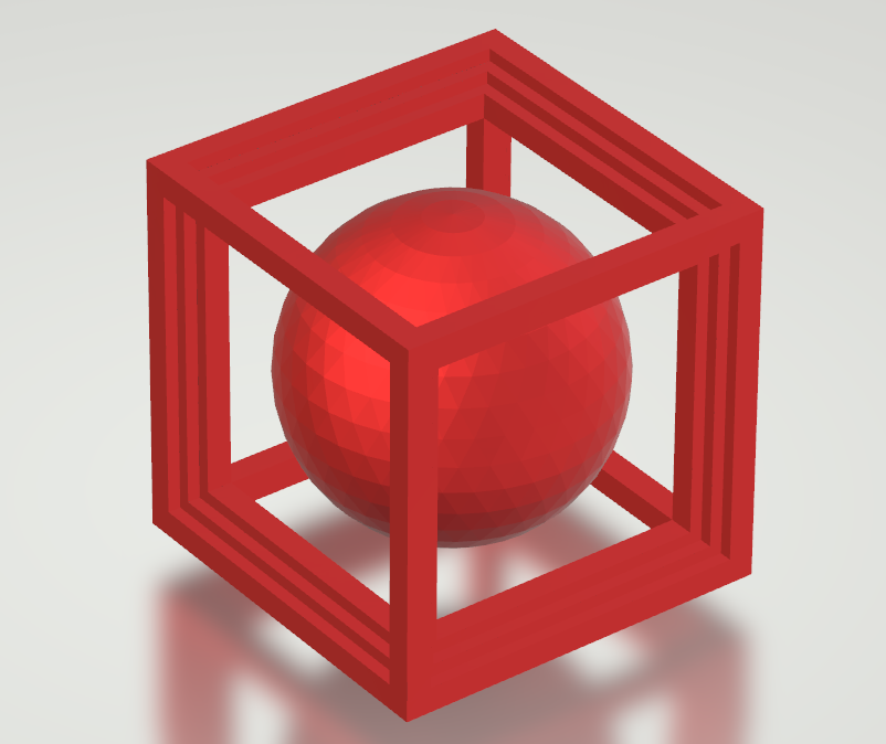 cubic frame with a sphere