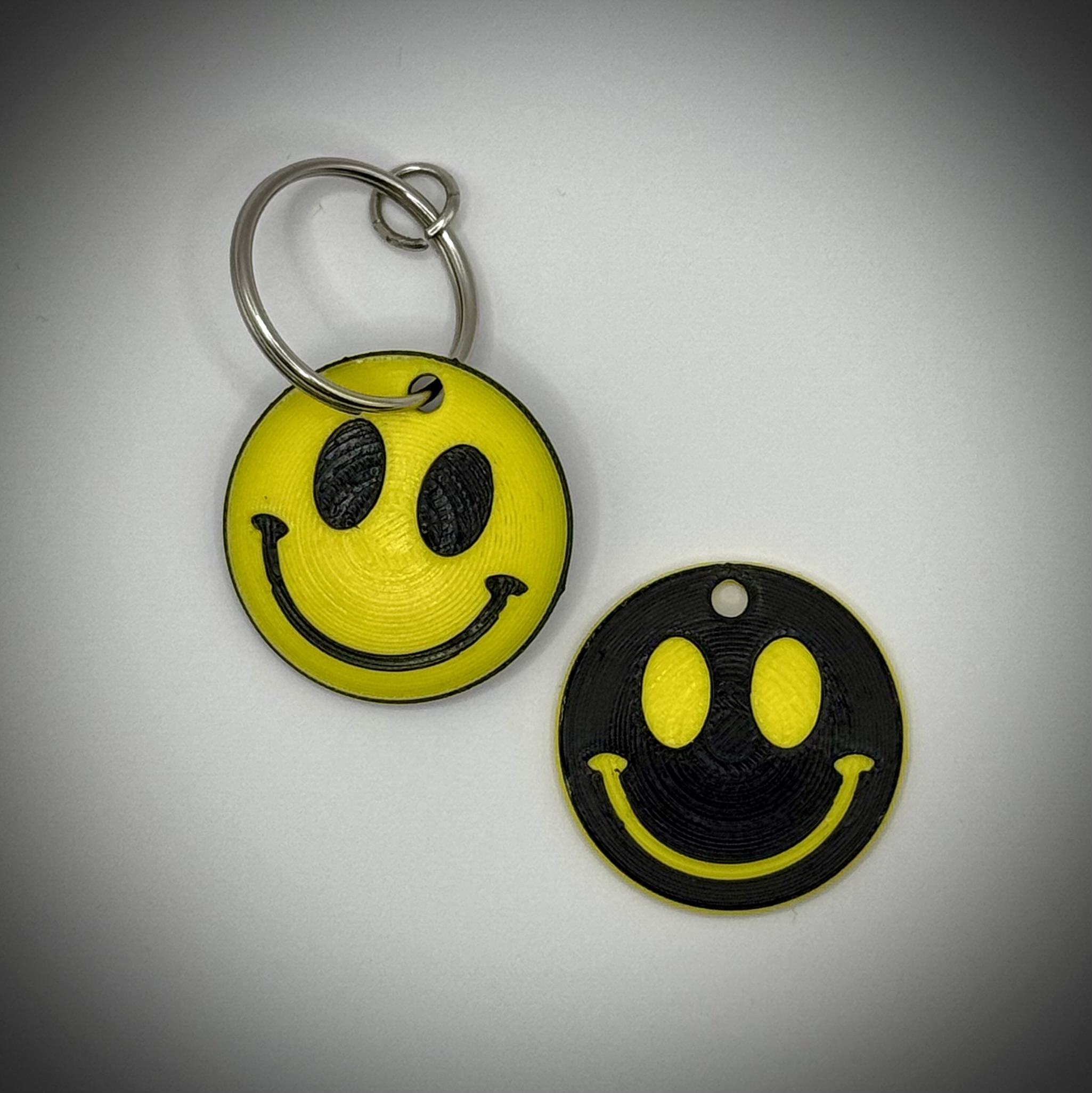 Smiley Face Key Ring (keychain) or Bag Tag - Dome Shape (2 piece for multicolor)