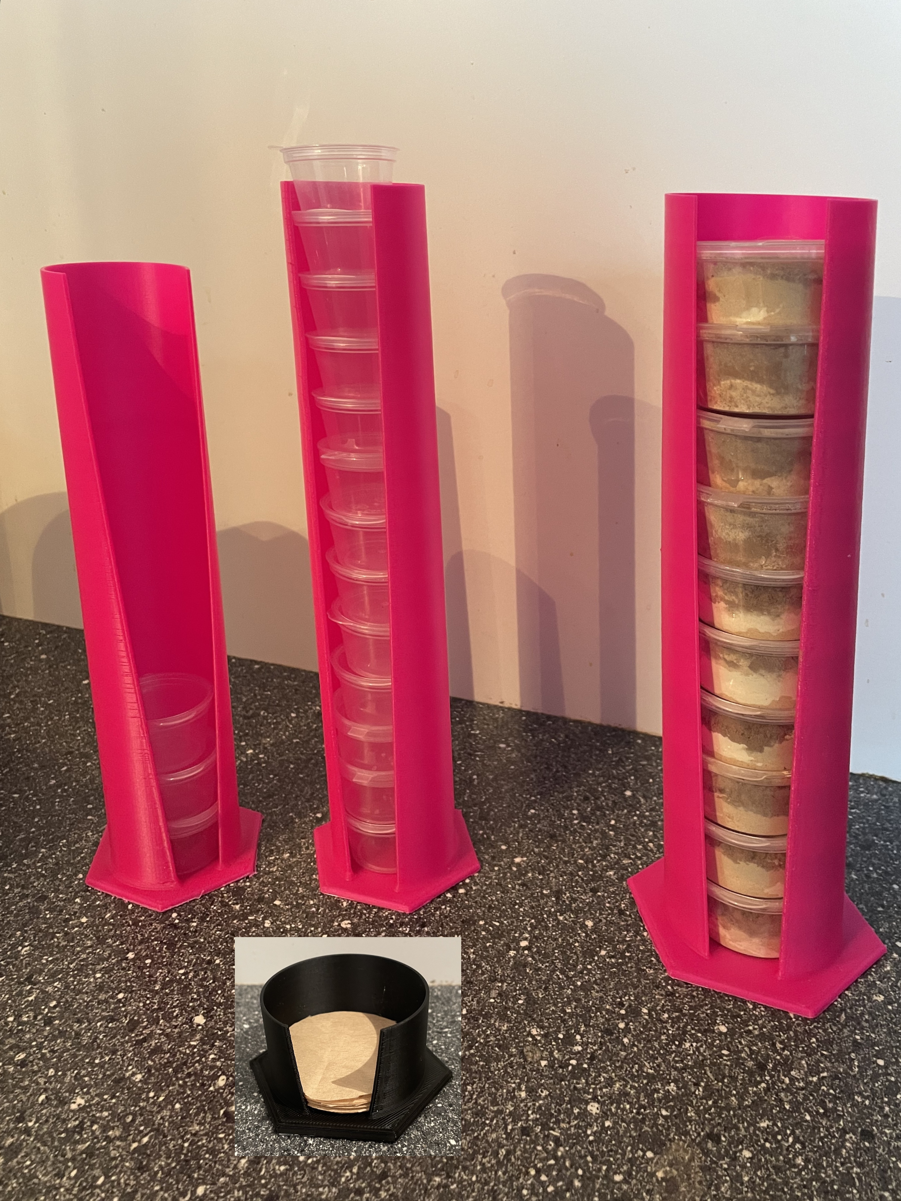 Stacker for diver objects (e.g. containers, coasters, aeropress filters)