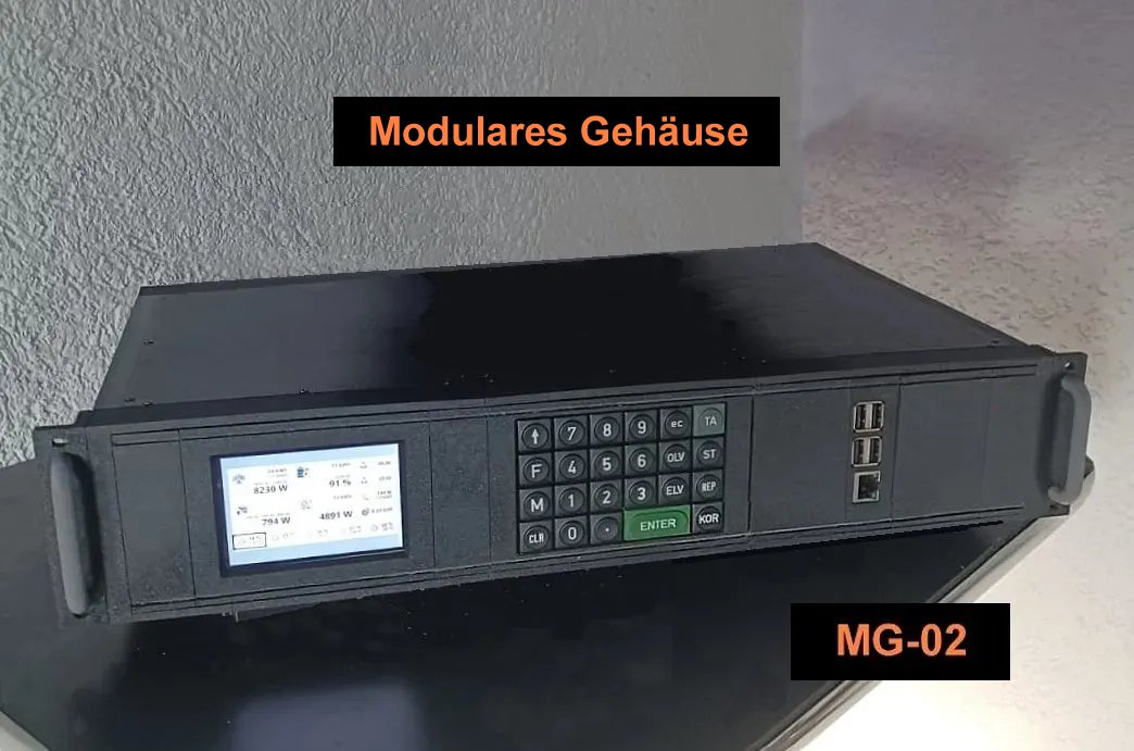 Modulares Gehäuse MG-02 - 19"-Rack-Modul 2HE - für MG-Module ESP32, Arduino, Raspi, ILI9341, uvm.