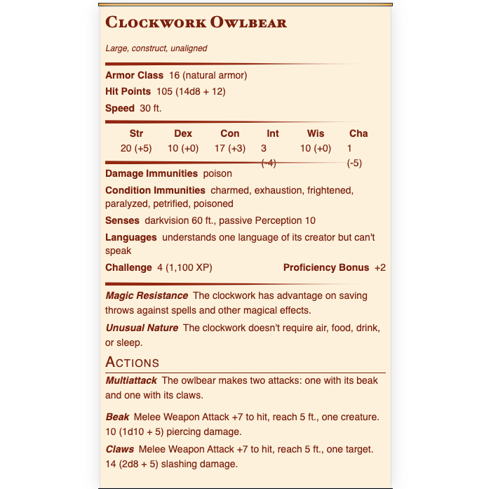 Miniatura 4 do modelo 3D Clockwork Owlbear (DND/TTRPG)