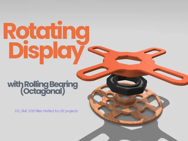 Rotating Display with Rolling Bearing (Octagonal) (stl, 3mf, step)