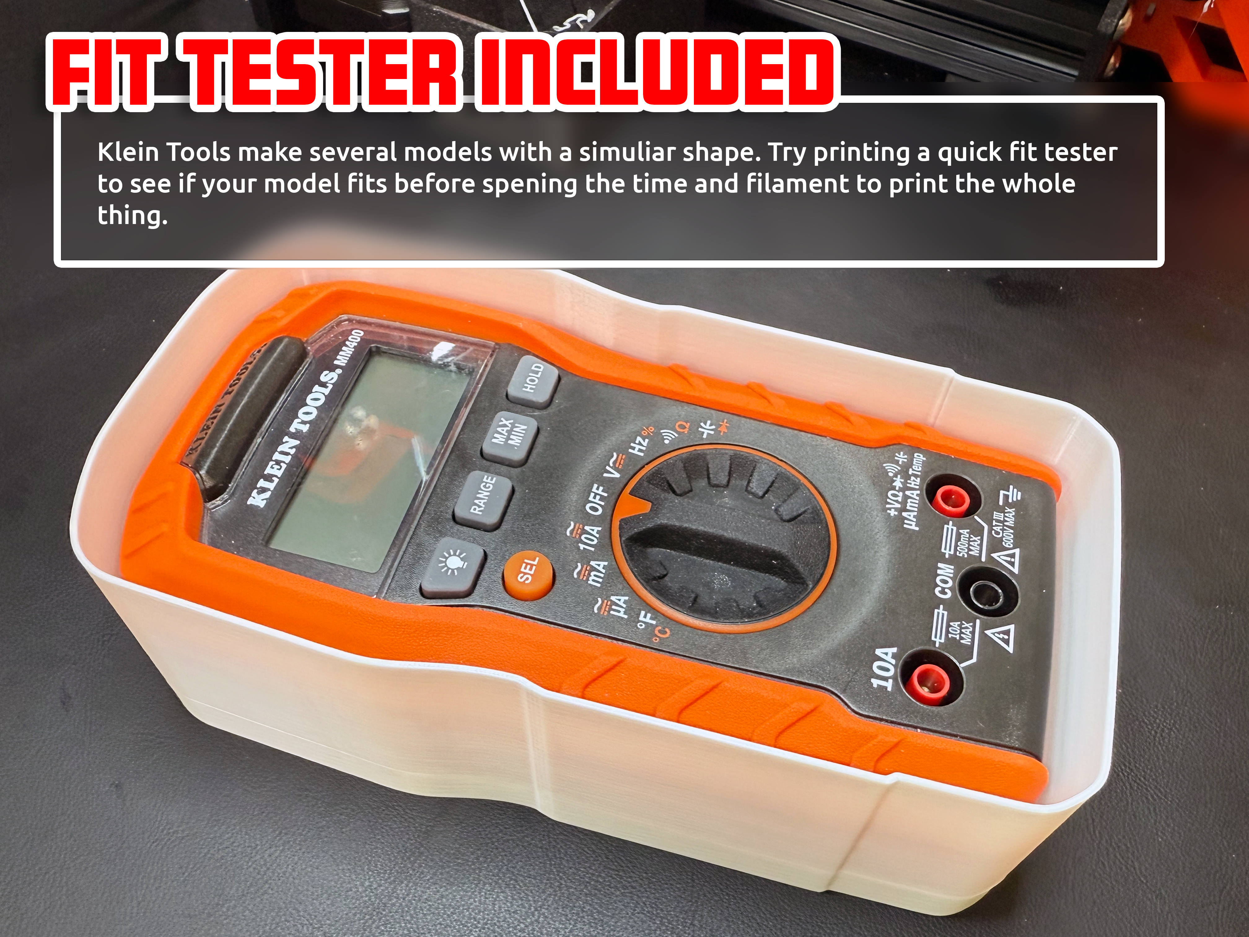 Miniatura 6 do modelo 3D Gridfinity Klein Tools Multimeter Holder
