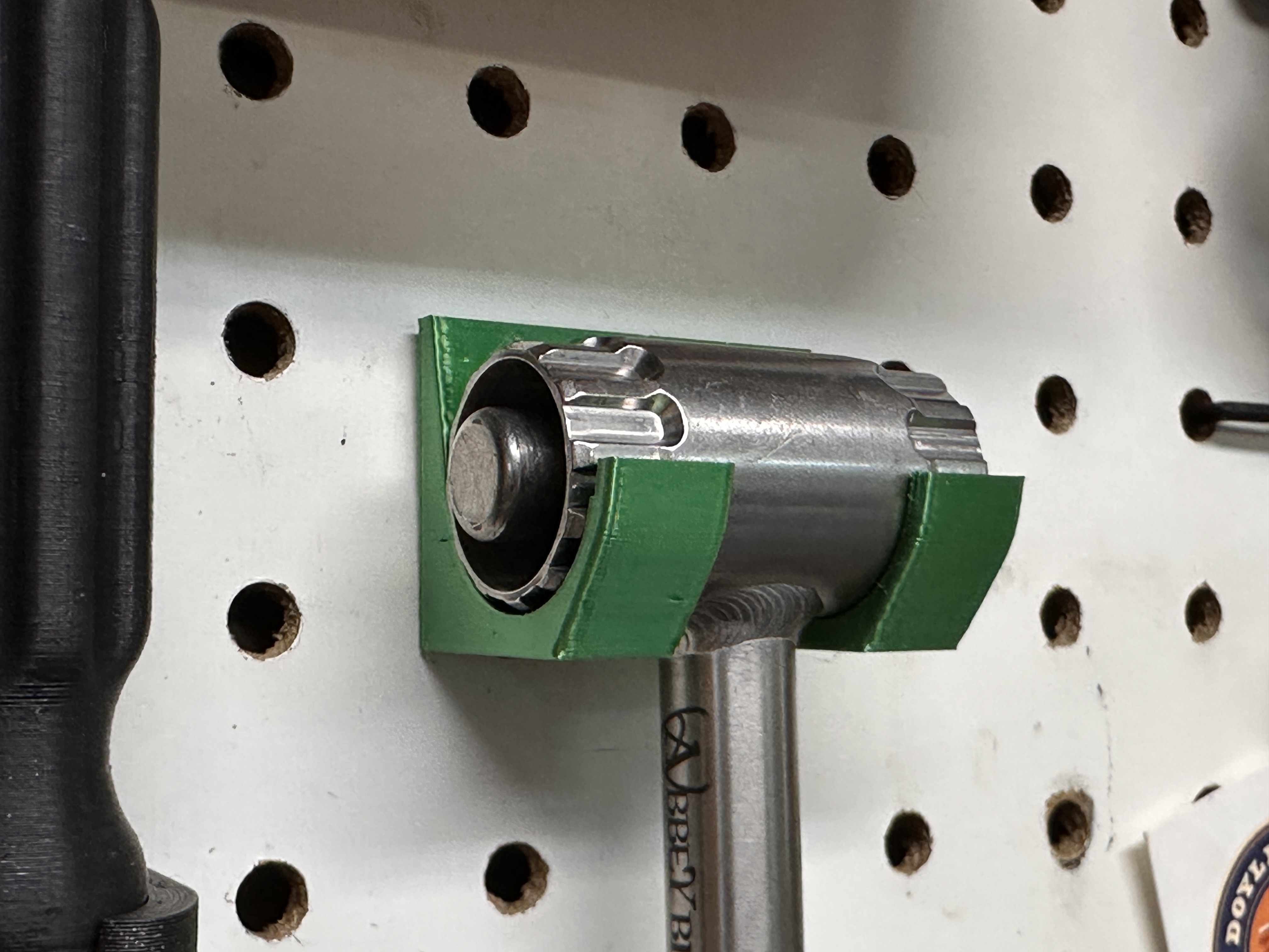 Holder for Abbey Tools Crombie cassette wrench tool - pegboard or wall mount