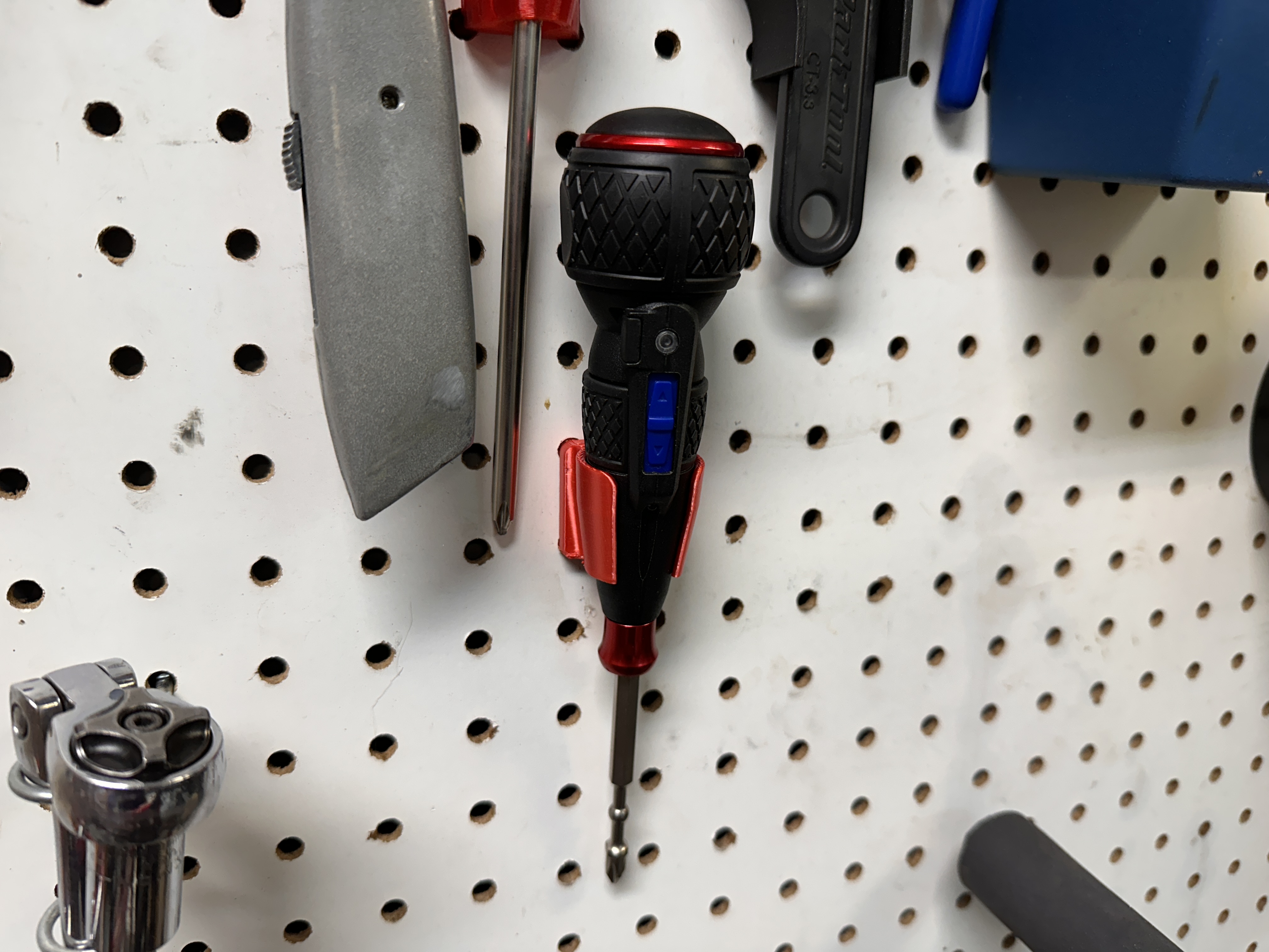 Holder for Vessel electric screwdriver for pegboard or wall mount