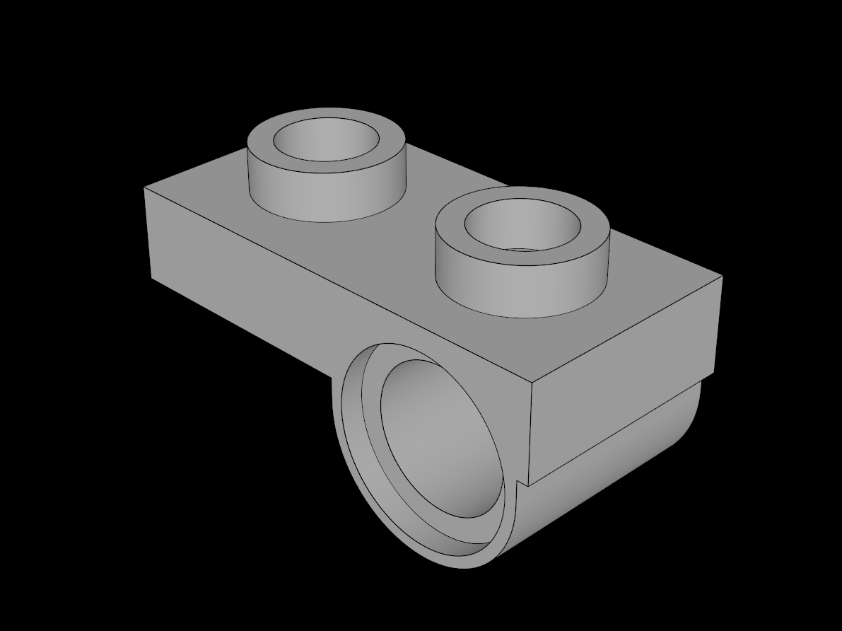 Lego Compatible (18677.dat) Plate  1 x  2 with Offset Peghole on Underside