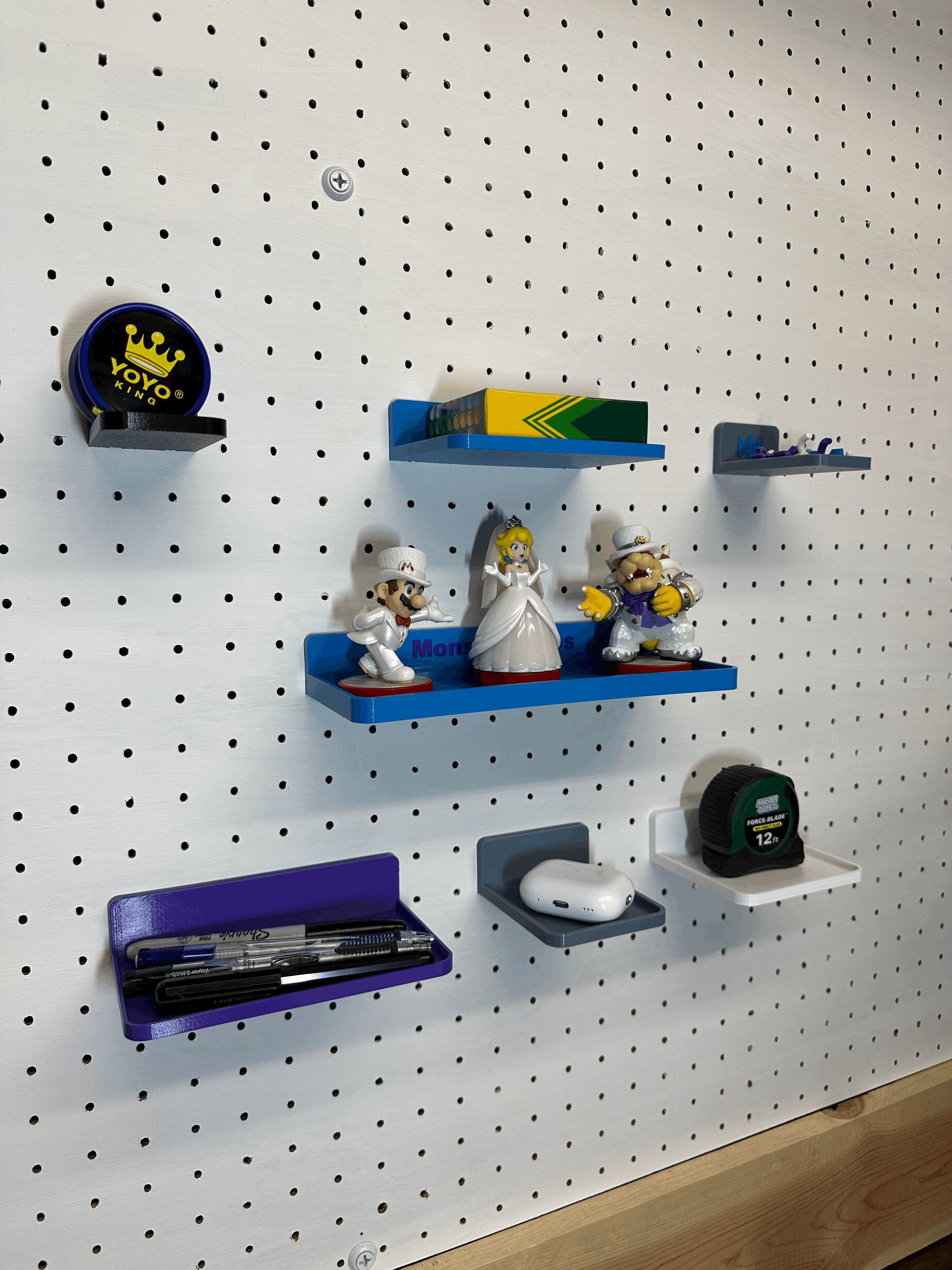 Pegboard Shelves with Universal Pegboard Hooks