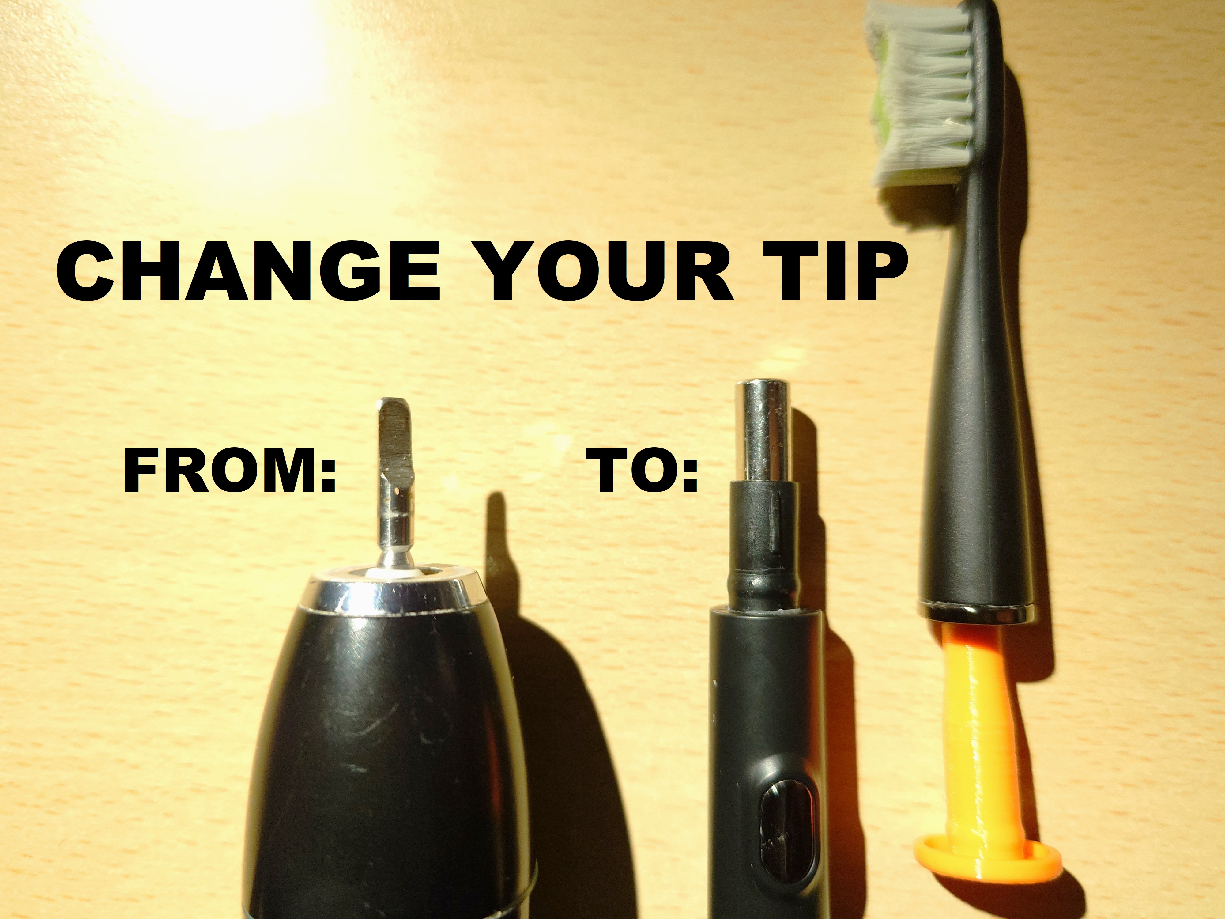 Electric toothbrush tip adapter