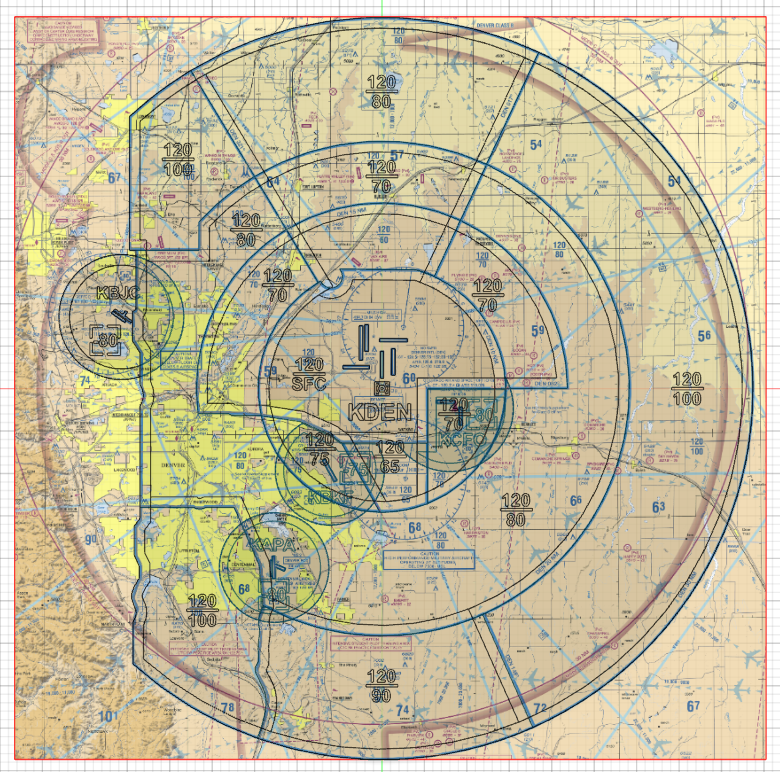 Sectional Scale KDEN Terminal Area Airspace