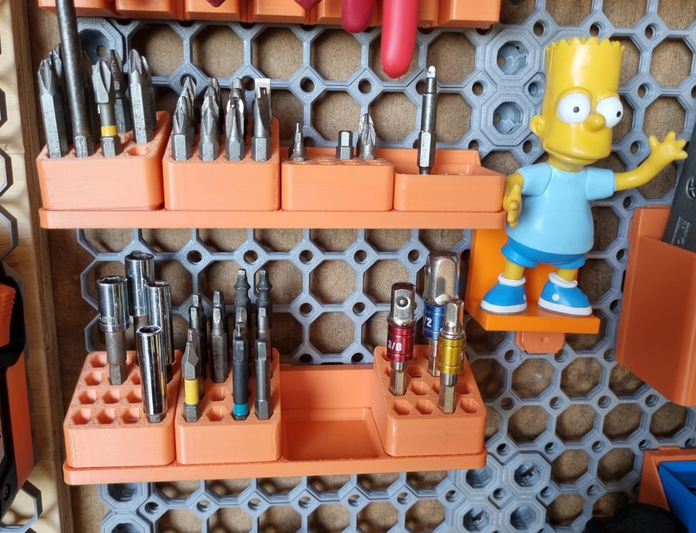 Gridfinity angled hex bit holder