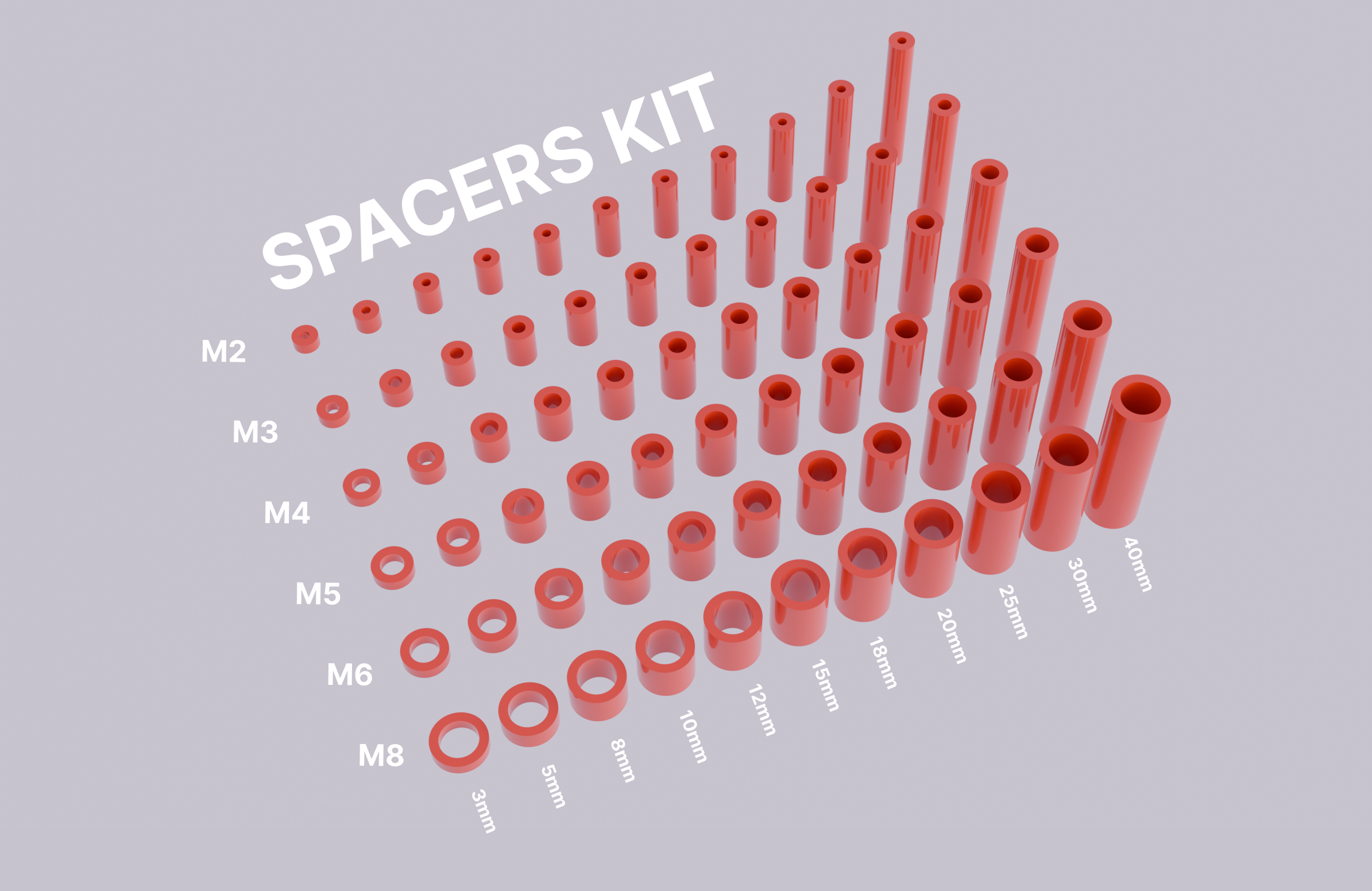 Spacer Kit - 66 items (M2,M3,M4,M5,M6,M8) 3D model thumbnail
