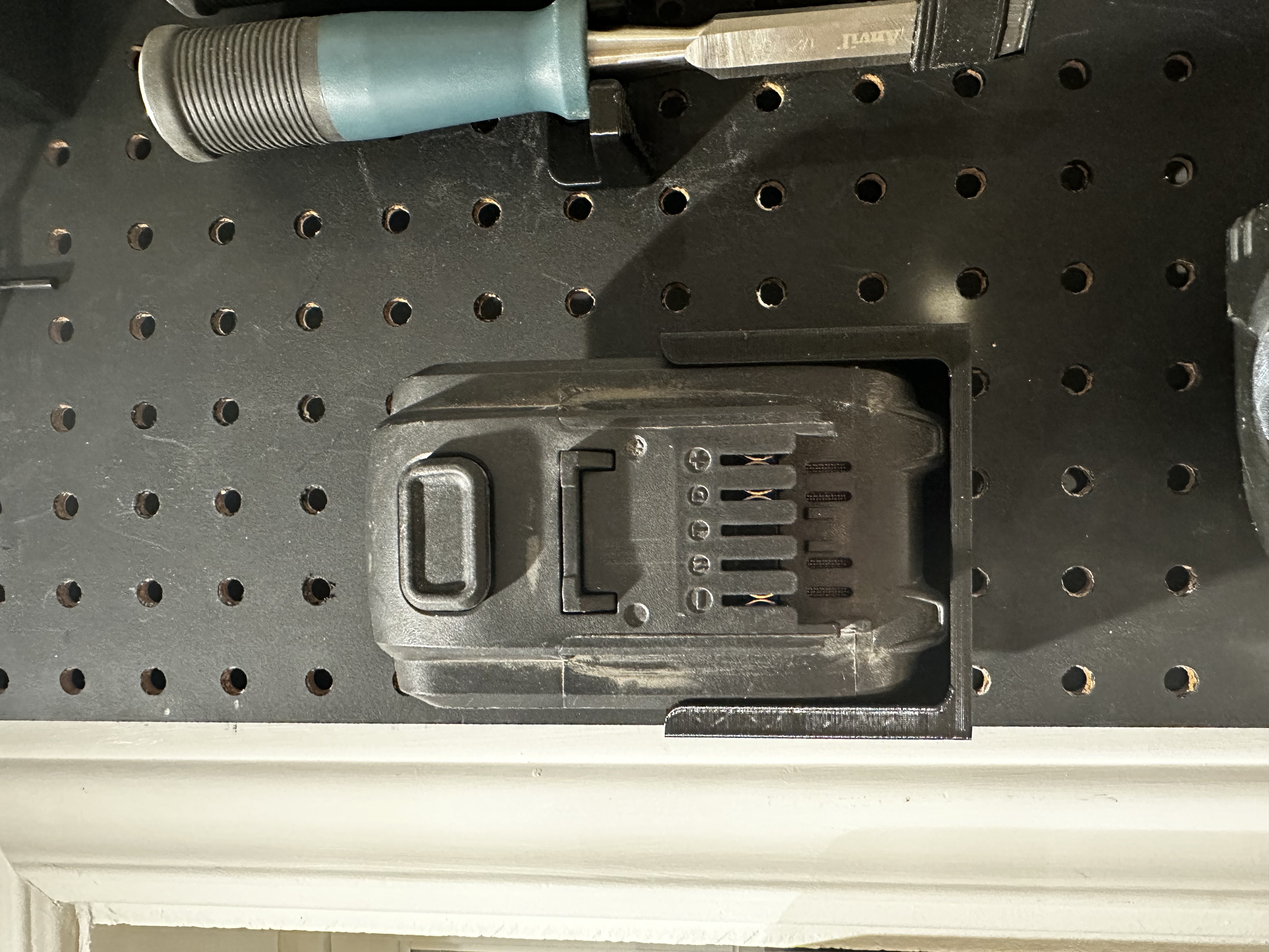 Tool Battery Peg board holders 3D model thumbnail