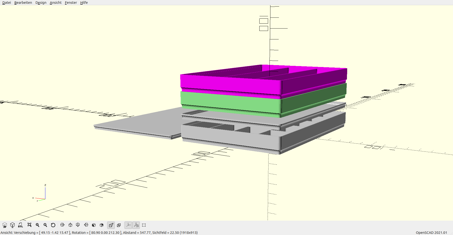 stackable tray organizer with lid  /  stapelbare Sotierbox mit Deckel/ Customizable OpenSCAD - Script