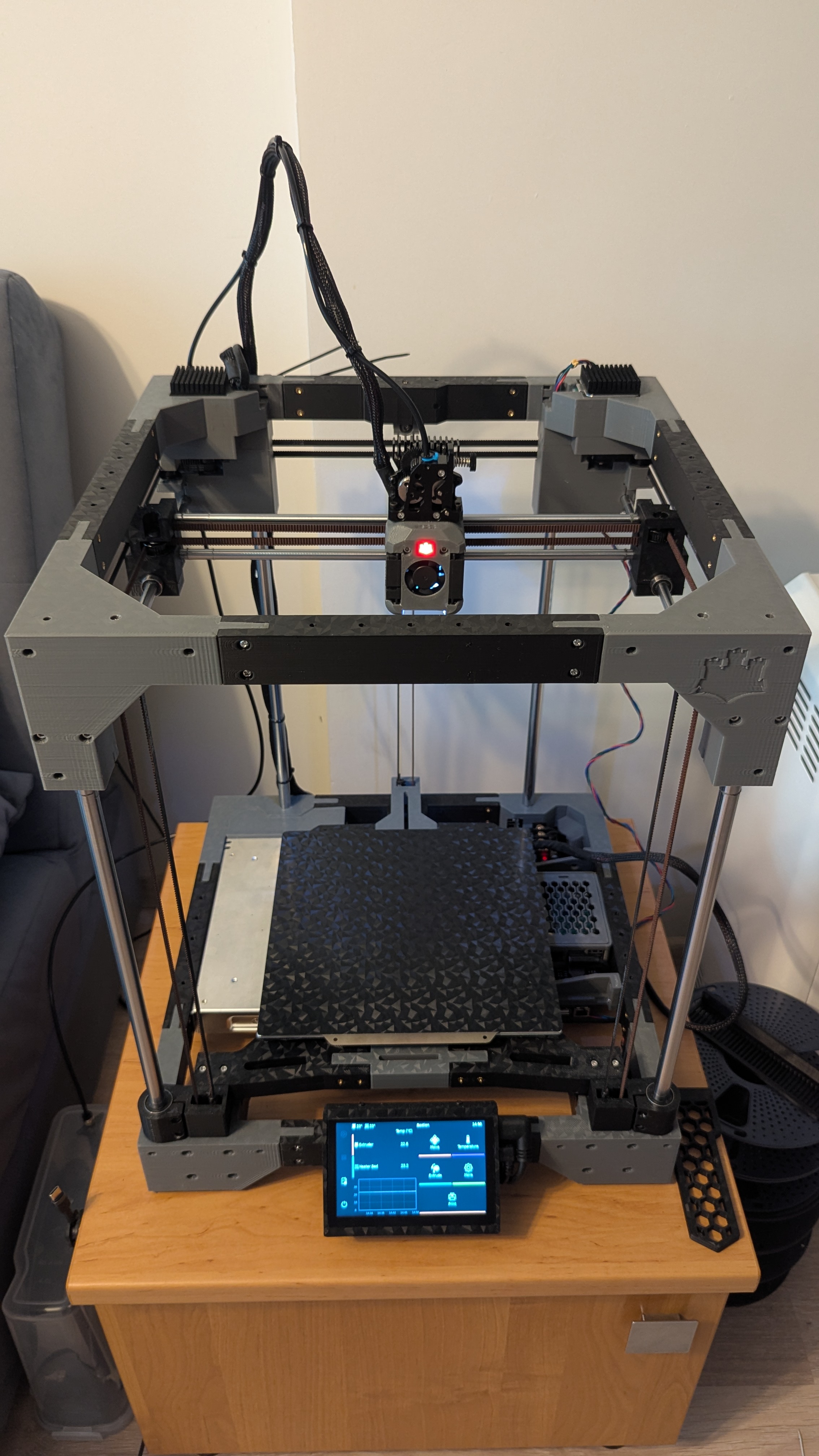Bastion extended mods (btt octopus, mosfet, cables and ptfe relief, psu cover, rpi3 mount, 5inch screen) 3D model thumbnail