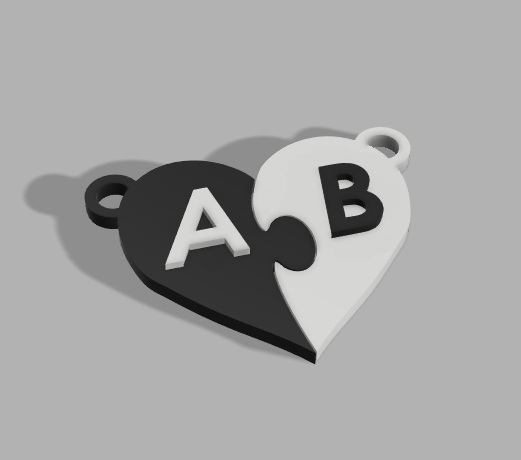 Heart Puzzle Keychain (with initials)