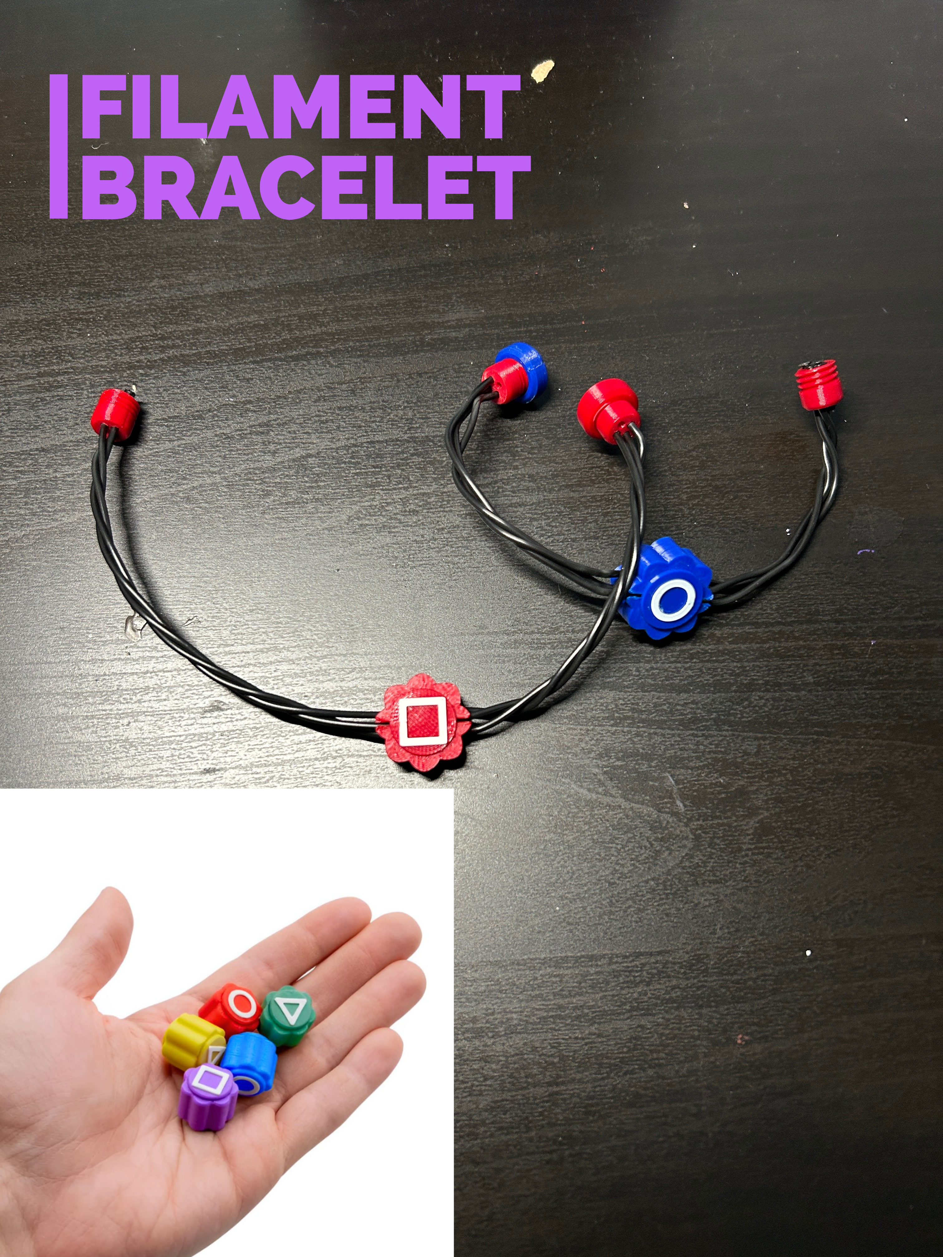 Squid Game Gonggi Bracelet - 3D Printed Wearable with Filament Thread