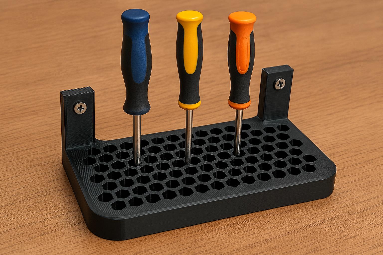 Screwdriver holder, honeycomb pattern / Držák na šroubováky