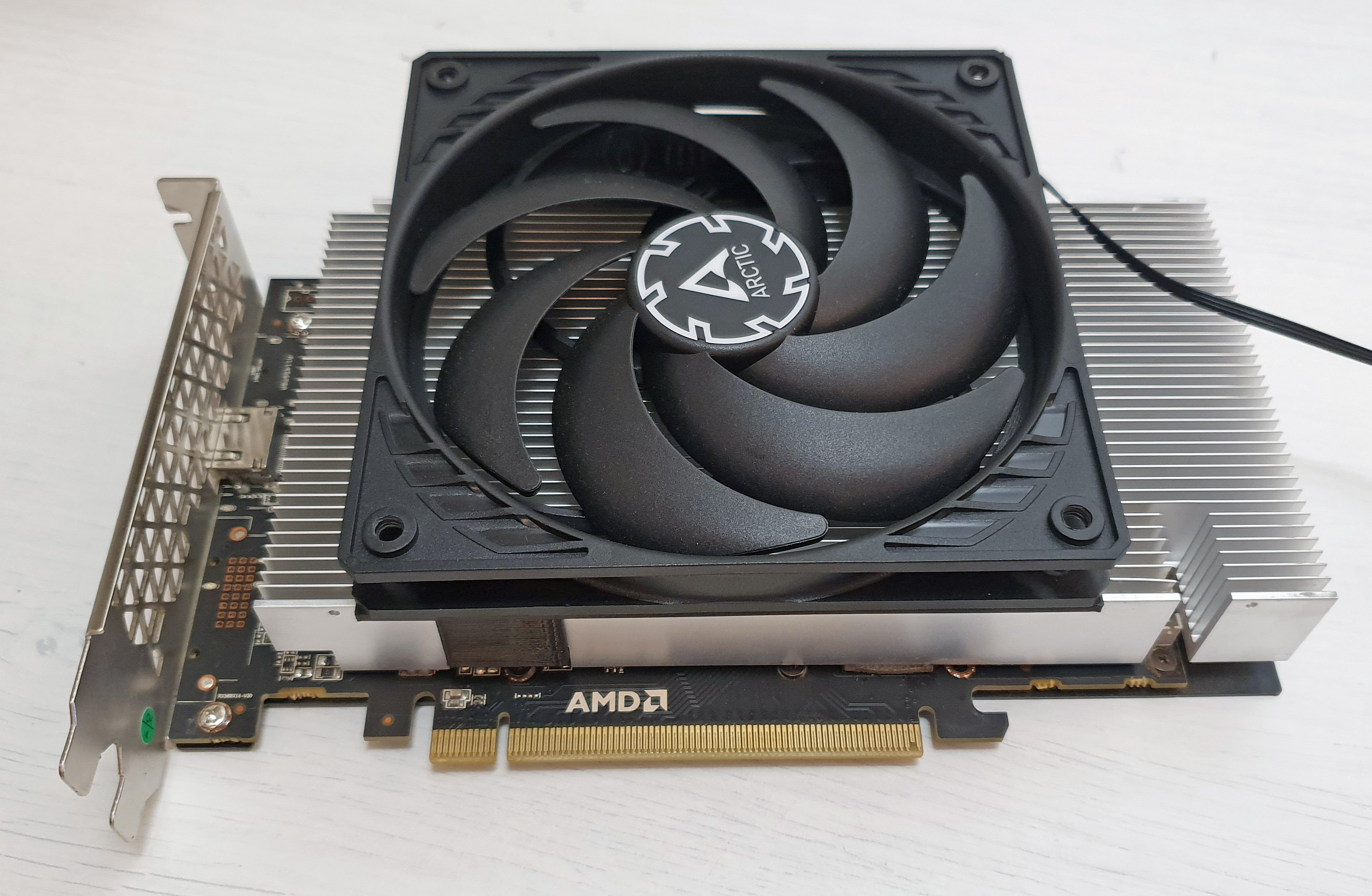 Fan adapter for passive cooled ex-mining AMD RX 580 8GB 2048SP