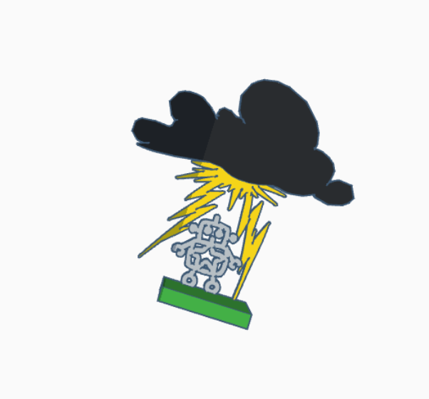 Robot in Thunderstorm (desktop ornament)
